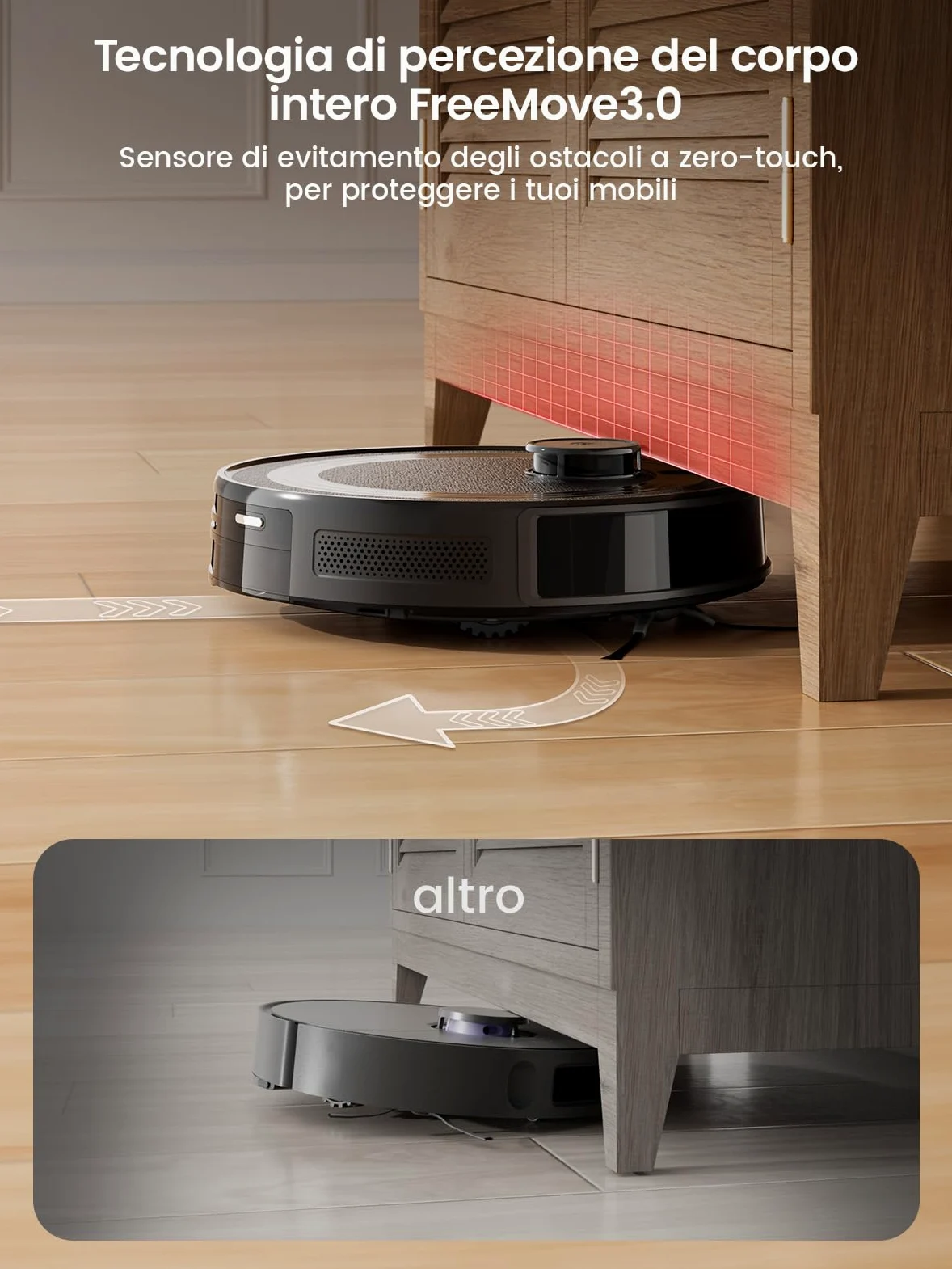 Lefant M2 Robot Aspirapolvere Lavapavimenti con Mappatura Laser dToF 2 in 1, 6000Pa, Navigazione Intelligente PSD Anti-Ostacoli, 160 Min,Controllo APP/Alexa, Ideale per Peli Animali，Nero