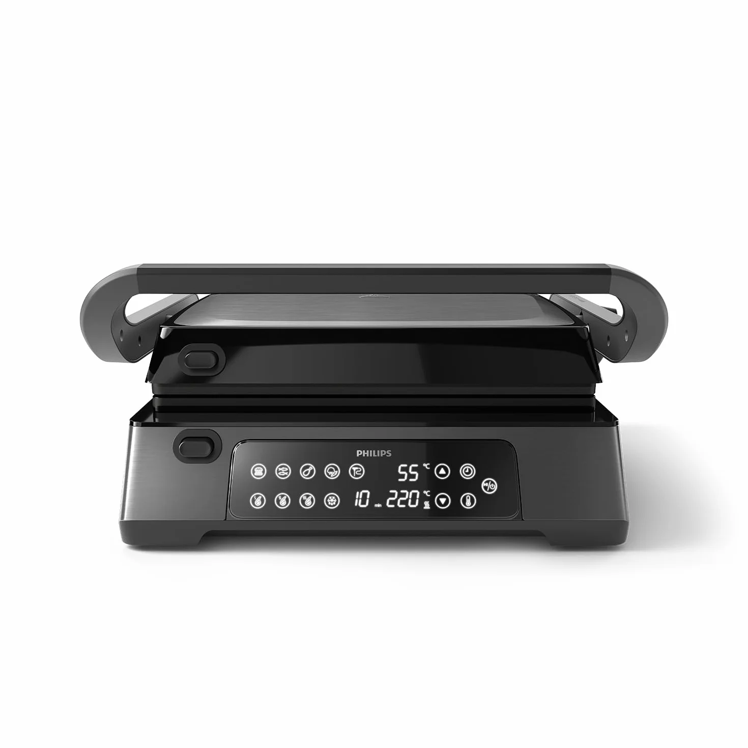Philips Contact Grill - Sensore di Temperatura e 8 Funzioni Preimpostate grill con griglia ampia. Controllo Digitale della Temperatura. Facile da Pulire (HD6307/70)