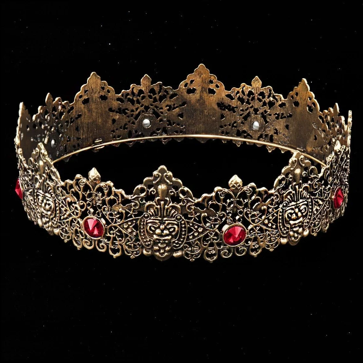 King Men Gold Tiara Corona Imperiale Medievale Cristallo Matrimonio Halloween
