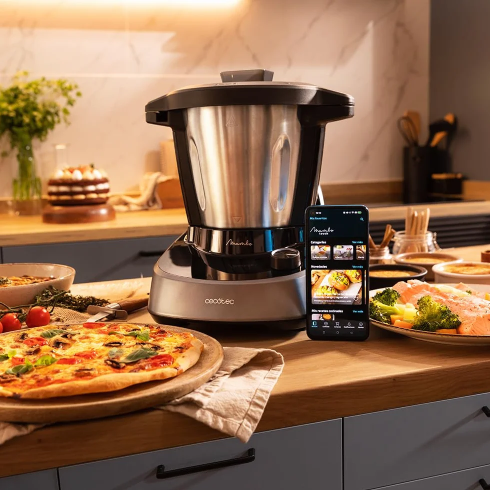 Cecotec Robot da Cucina Multifunzione Mambo 11090. 1600W, 37 Funzioni, APP, Bilancia e Brocca da 3,3 Litri in Acciaio Inox Adatto per Lavastoviglie, Ricettario e Accessori
