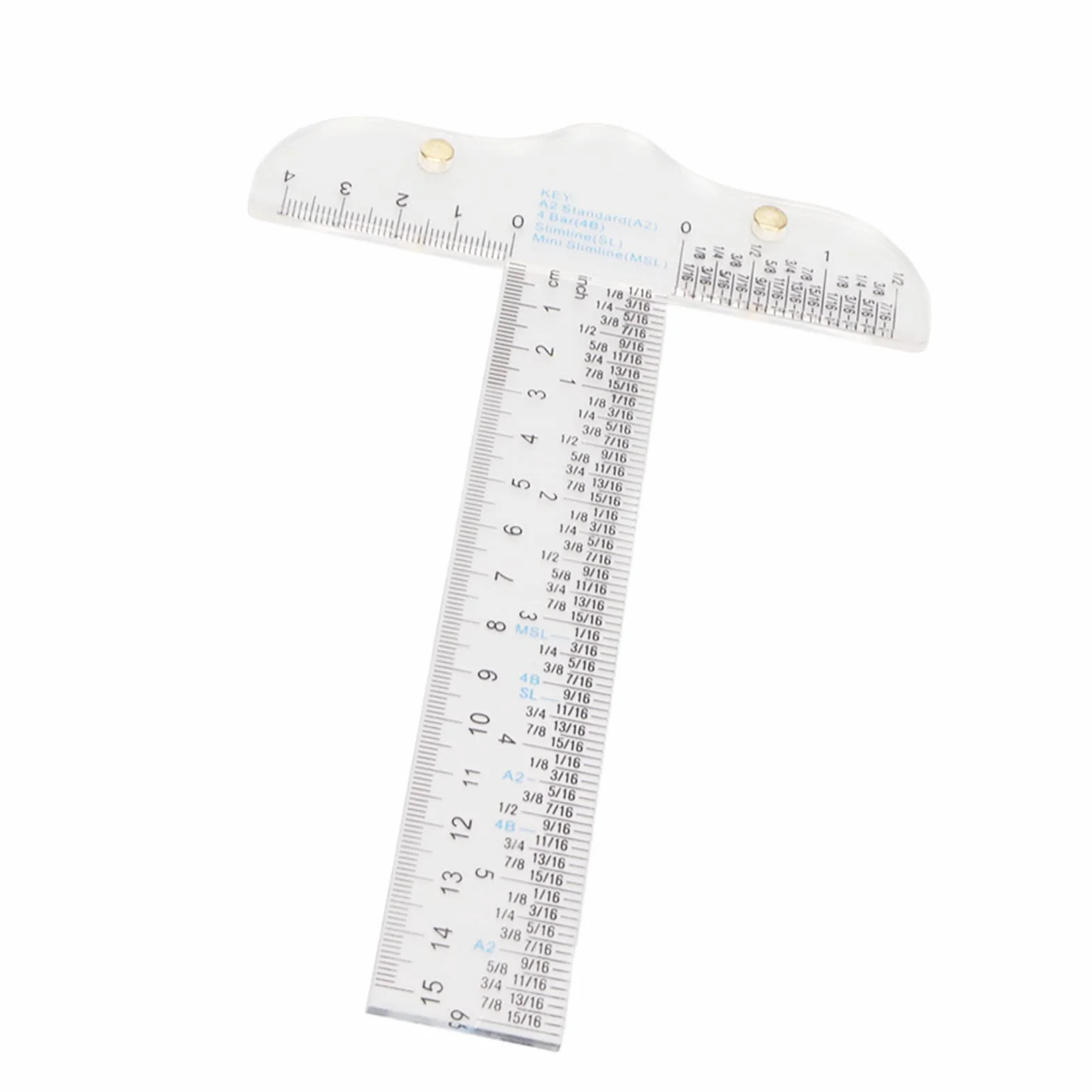 Righello a T in Acrilico Trasparente, Strumento di Misurazione con Scale in Pollici e Metriche, Righello da Disegno Portatile