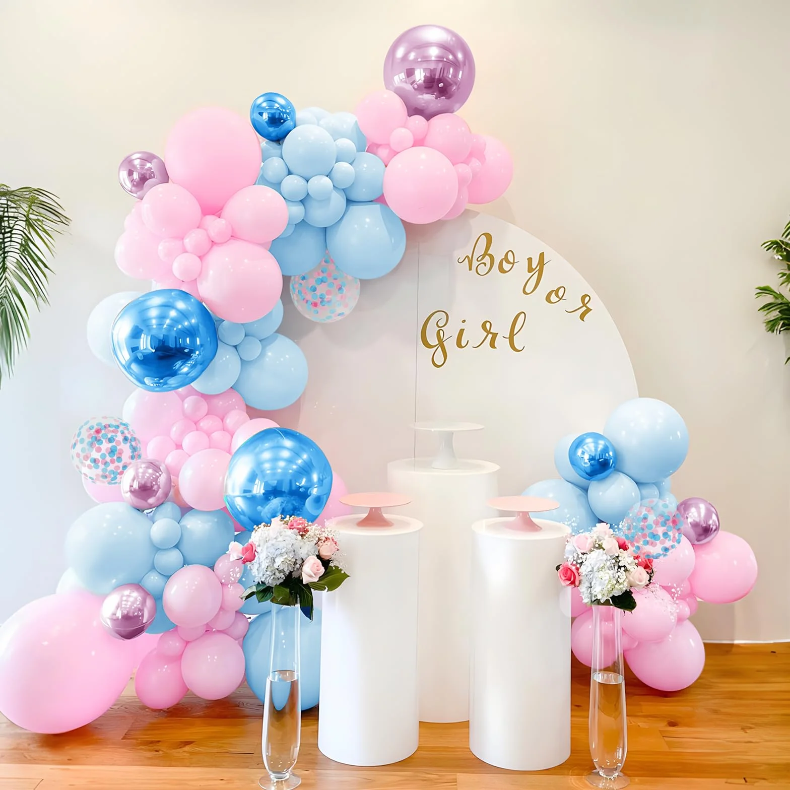 Palloncini Rosa Blu Pastello, 60 Pezzi 12 Pollici Macaron Azzurro Metallizzato Rosa Coriandoli Palloncini per Gender Reveal Bambino Compleanno Battesimo Cresima Laurea Partito Decorazione Festa