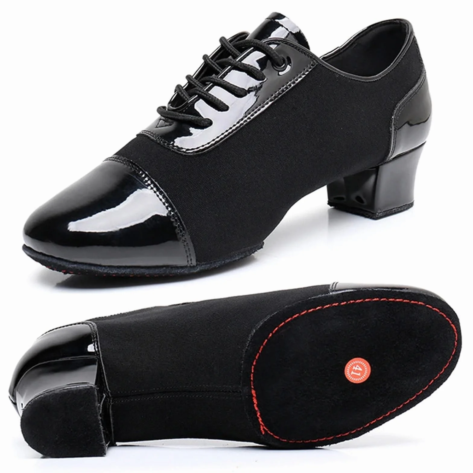 Scarpe da ballo latino americano uomo Salsa Tango Jazz Nero Impiombato Taglia 37-45