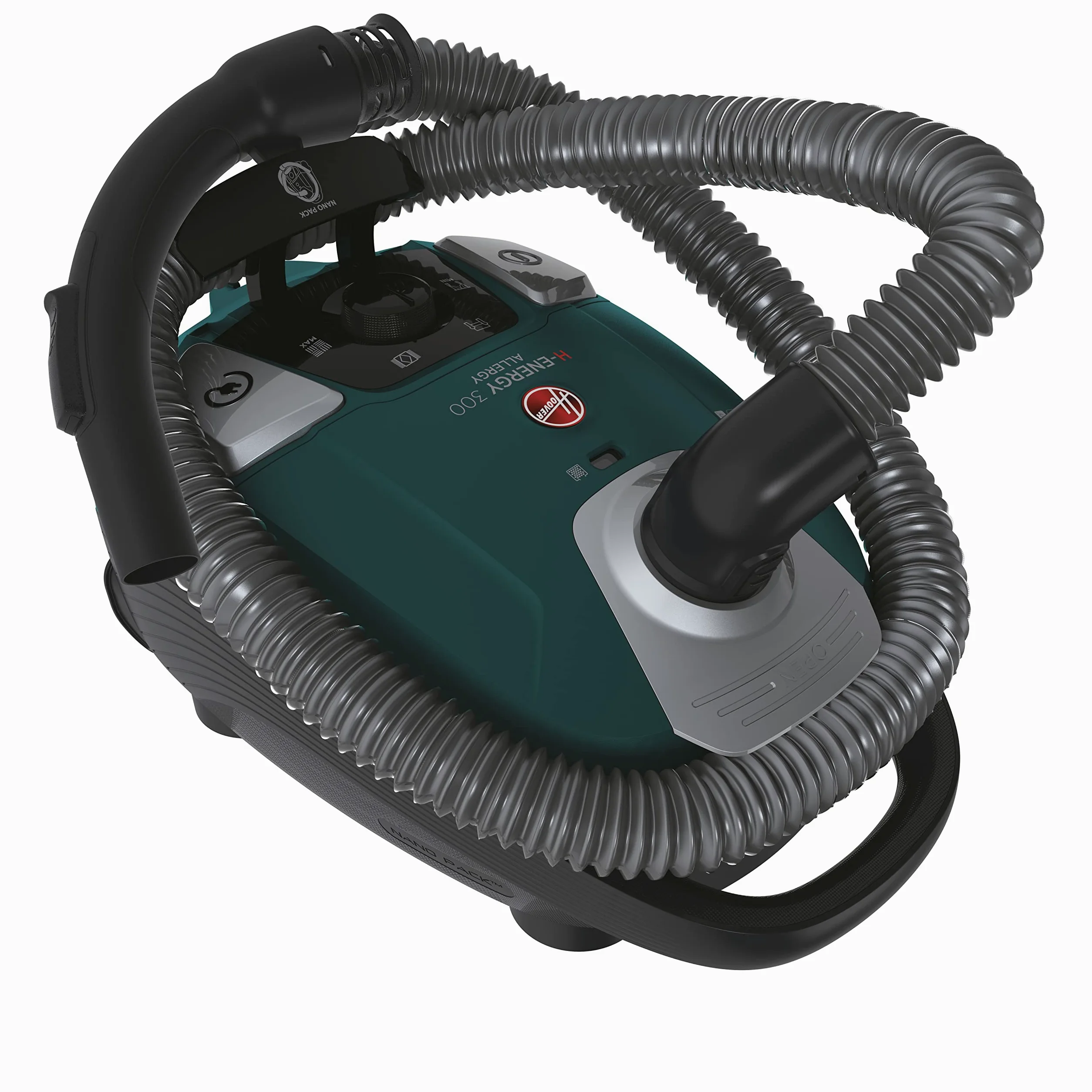 Hoover H-ENERGY 300 HE330ALG 011 Aspirapolvere Con Sacco, Con Filo, 850W, Capacità 3,5 L, Spazzola All Floors e Mini Turbo, Raggio Azione 9,5m, Verde