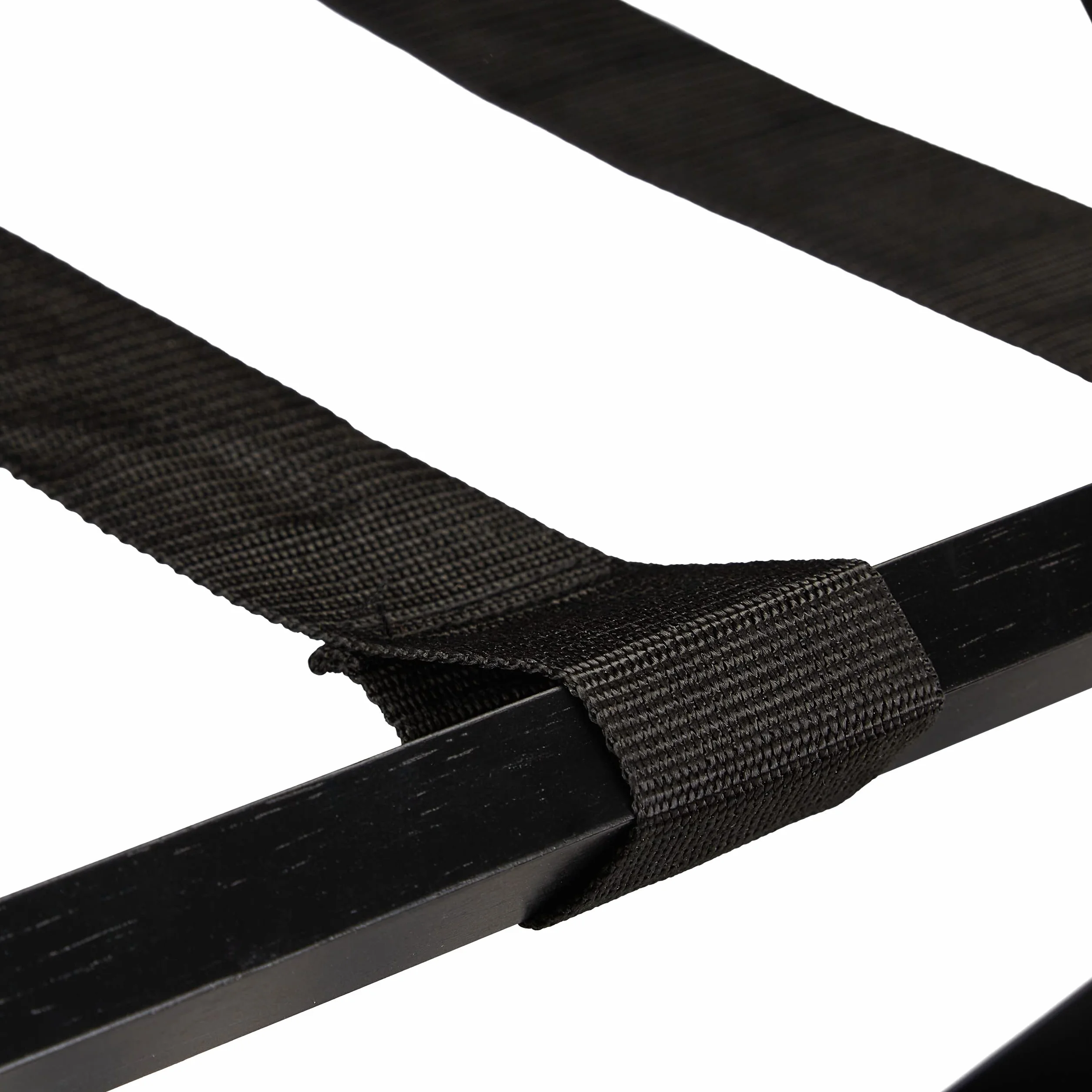 Relaxdays Portavaligie Pieghevole in Bambù e Nylon 59x68x40 cm 2 Ripiani Nero