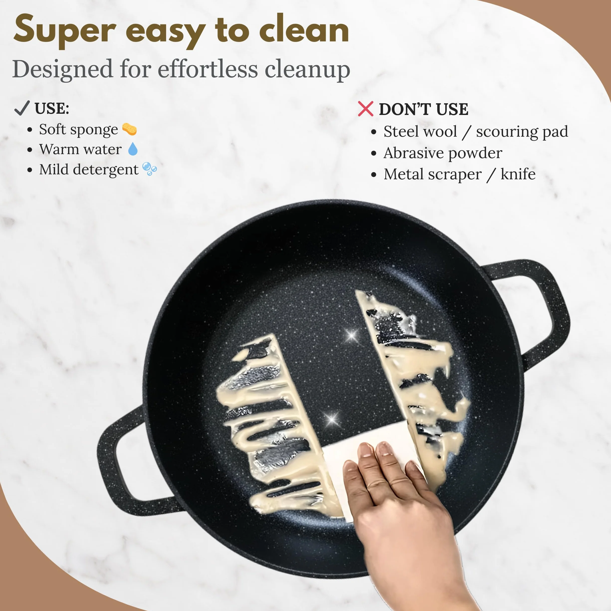 GOLDMANN Pentola da 28 CM con Coperchio in Vetro, 6.5L in Alluminio Pressofuso, Rivestimento Antiaderente in Marmo Ceramico, Adatta a Tutti i Piani Cottura, Senza PFOA/PFAS