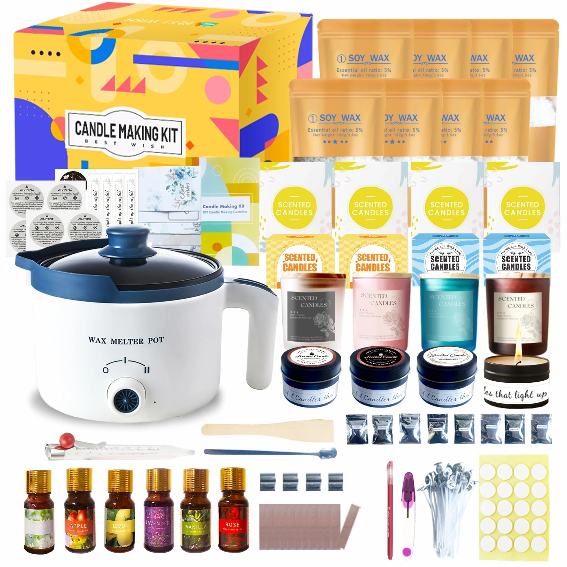 LINGQIAN Kit di produzione di candele, cera di soia per candele fai da te