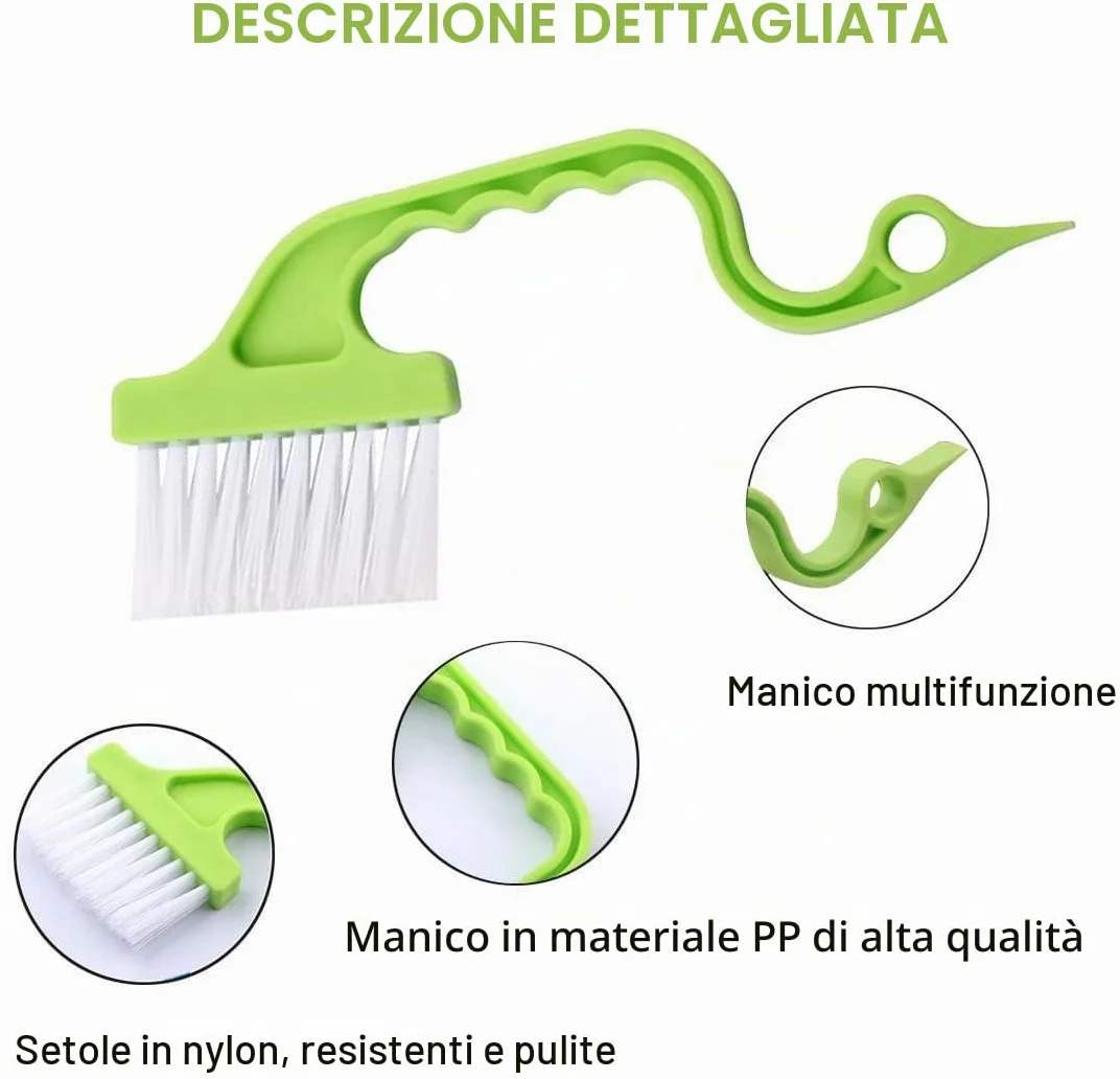 Set di 7 Spazzole per Pulizia Domestica per Finestre, Tende Veneziane, Porte Scorrevoli, Tastiera, Condizionatore d'Aria, Griglie di Ventilazione