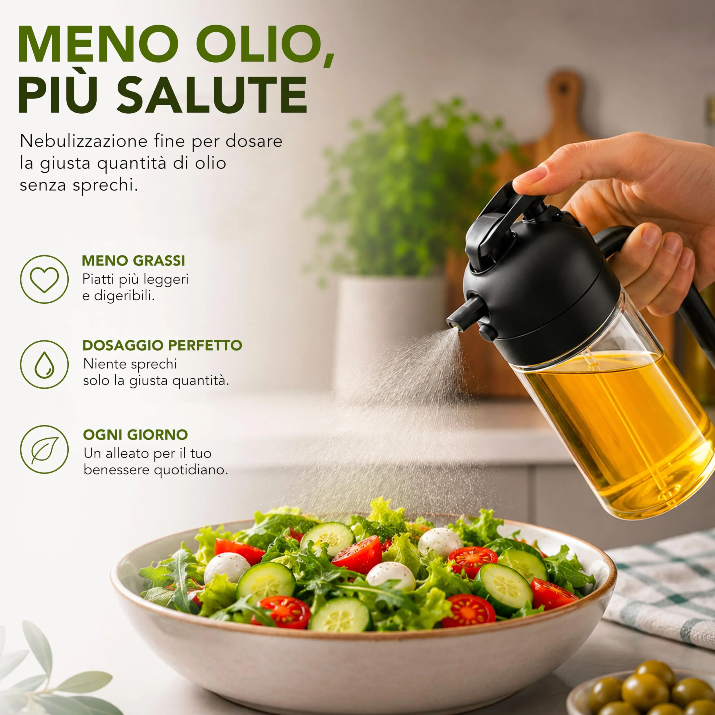 Spruzzino Olio per Friggitrice ad Aria 470 ml, Dispenser Olio 2 in 1 Spray e Versamento, Oliera Spray in Vetro