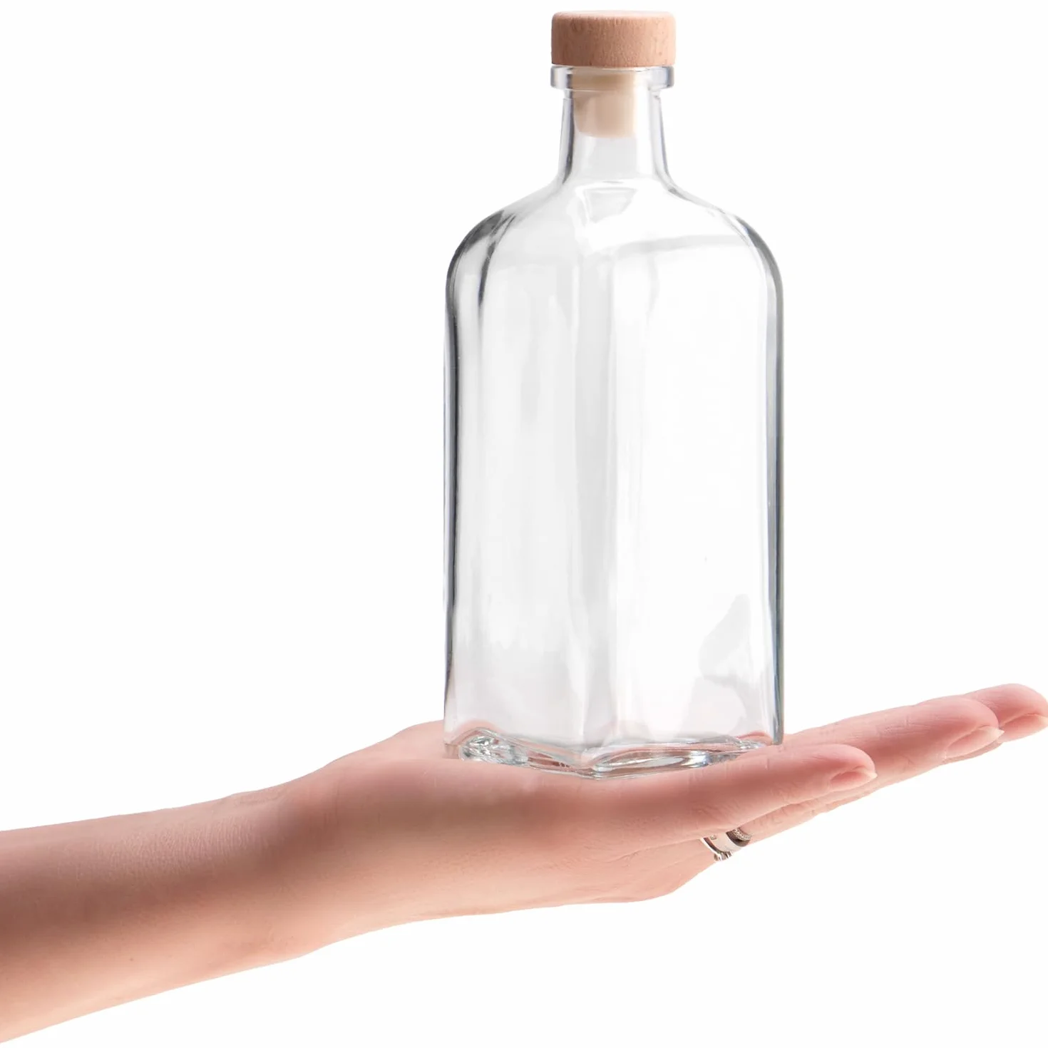 6x Bottiglie in Vetro 500 ml con Tappo in Sughero, Contenitori Vuoti per Olio, Aceto o Liquori