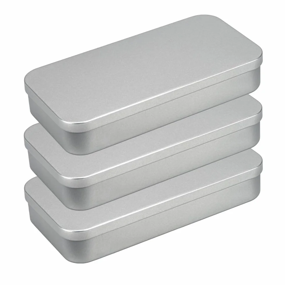 Ideen mit Herz Scatola portaoggetti in metallo con coperchio a cerniera, 20,3 x 10,3 x 3,5 cm, Confezione da 3