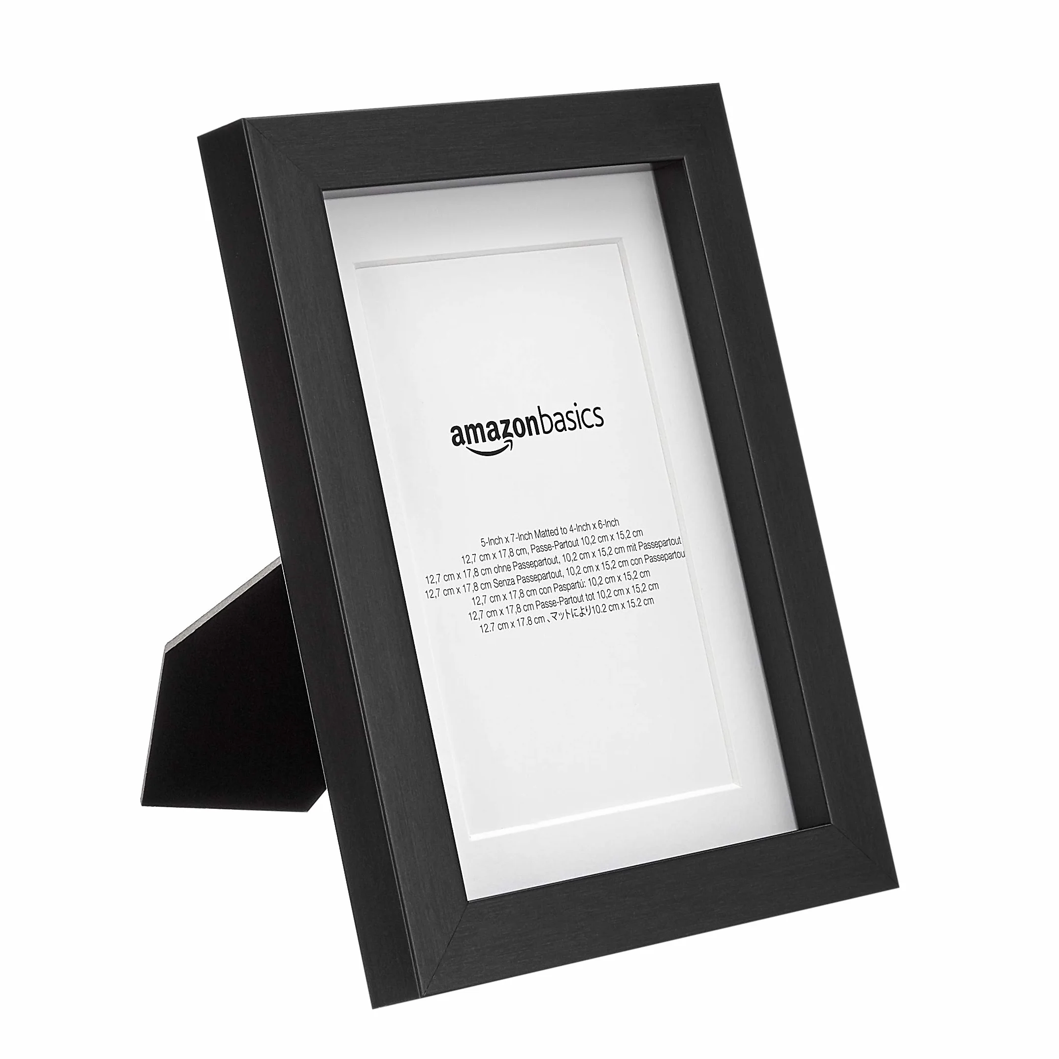 Amazon Basics Rettangolare Cornice fotografica con passe-partout 13 x 18 cm, 10 x 15 cm con passe-partout, confezione da 2, Nero