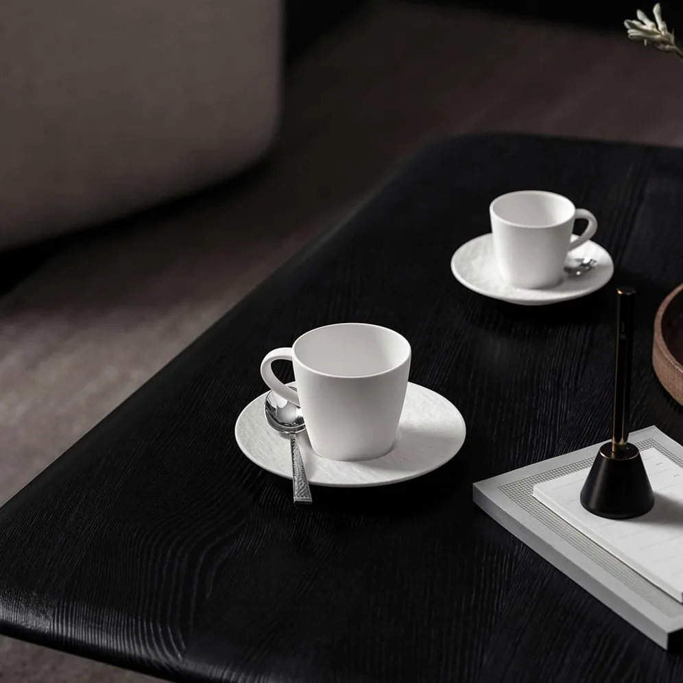 Villeroy & Boch - Manufacture set da colazione, 6 pz., set di stoviglie per 2 persone, porcellana Premium, bianco