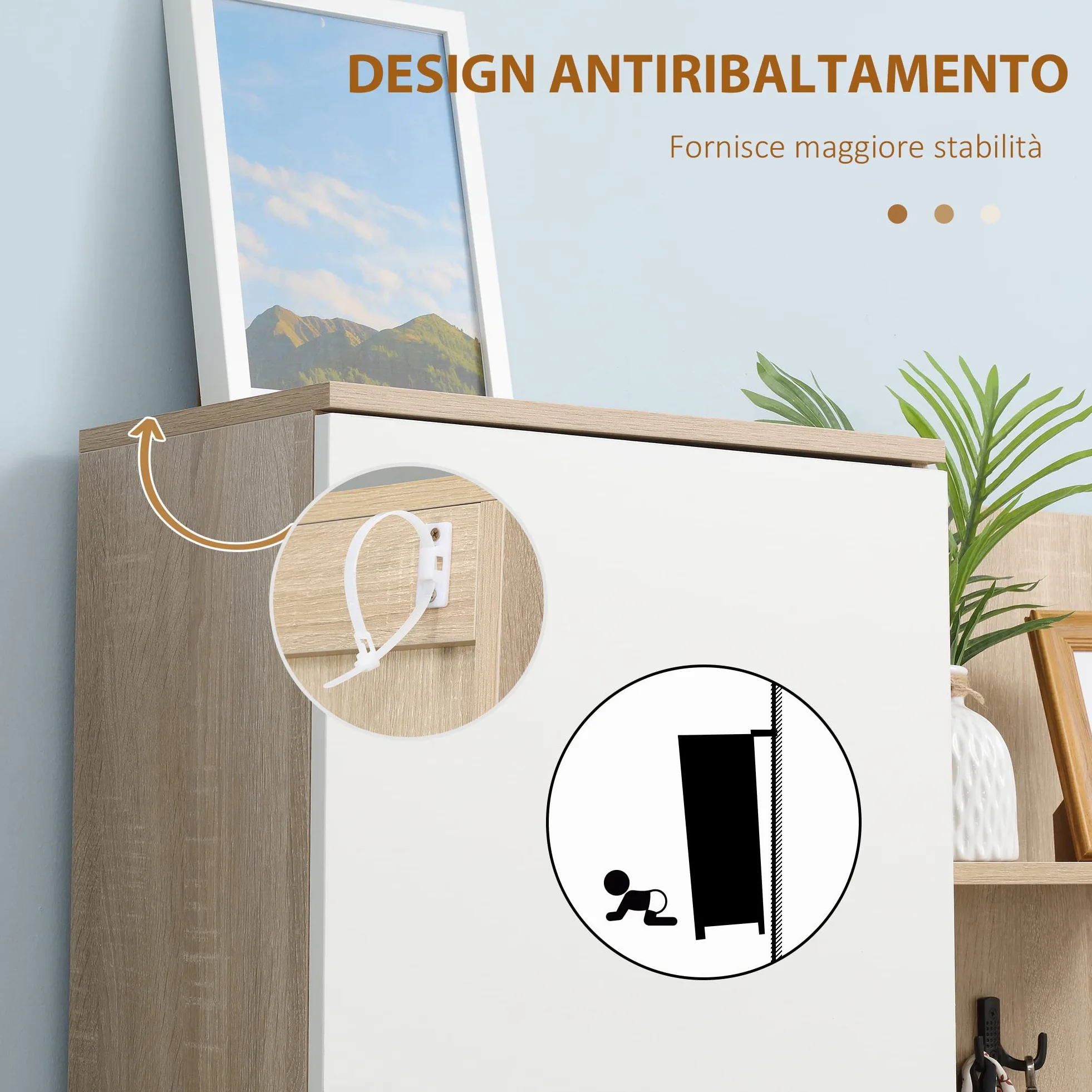 HOMCOM Mobile Attaccapanni da Ingresso 4 in 1 con Specchio, Ganci e Ripiani Regolabili Interni, Mobile da Ingresso Multiuso in Legno con Cassetto, 145x29x184 cm, Legno Naturale e Bianco