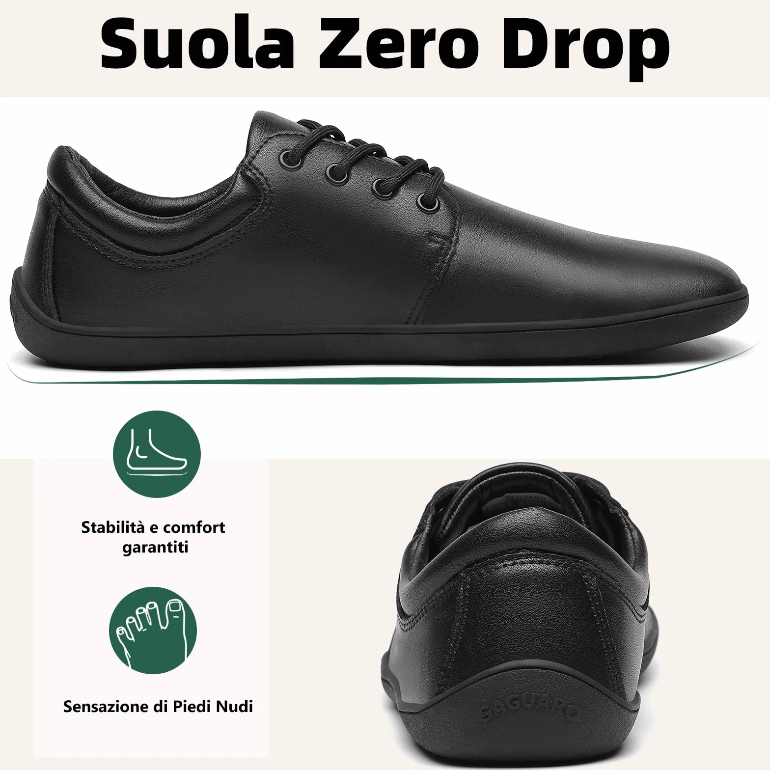 SAGUARO Scarpe Barefoot Uomo Scarpe Minimaliste Casual - con Wide Toe Box, Noble II, Gr.36-48