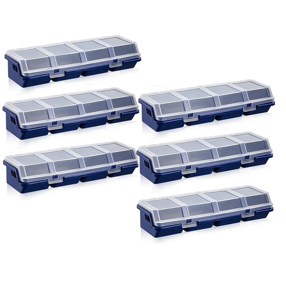 Confezione da 6 Scatole Organizer per con Coperchi, 4 Scomparti, Contenitori per Attrezzi, Scomparti Divisori, Contenitori per di Smistamento, Cassetta Degli Attrezzi