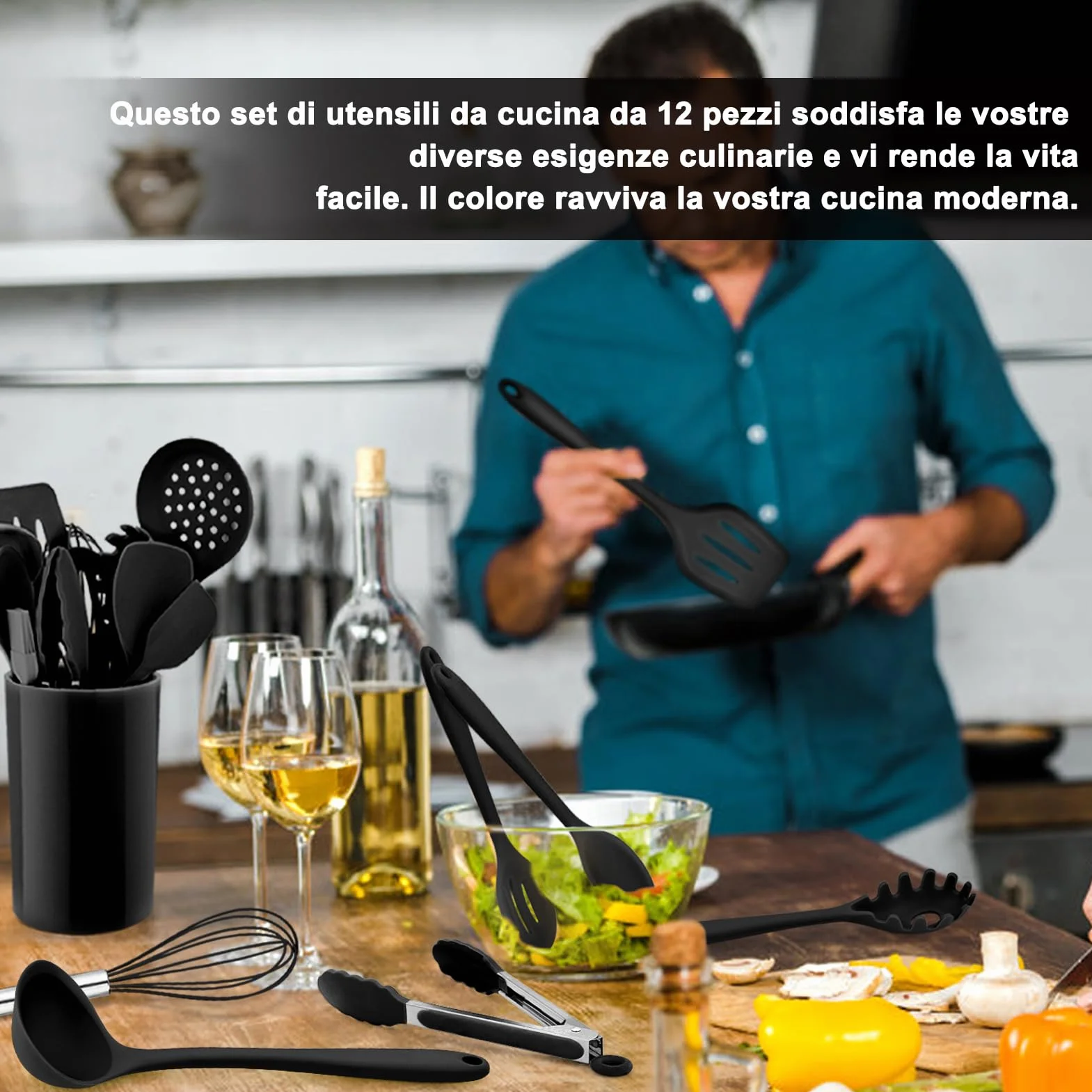Homikit 12 Pezzi Utensili Cucina Silicone