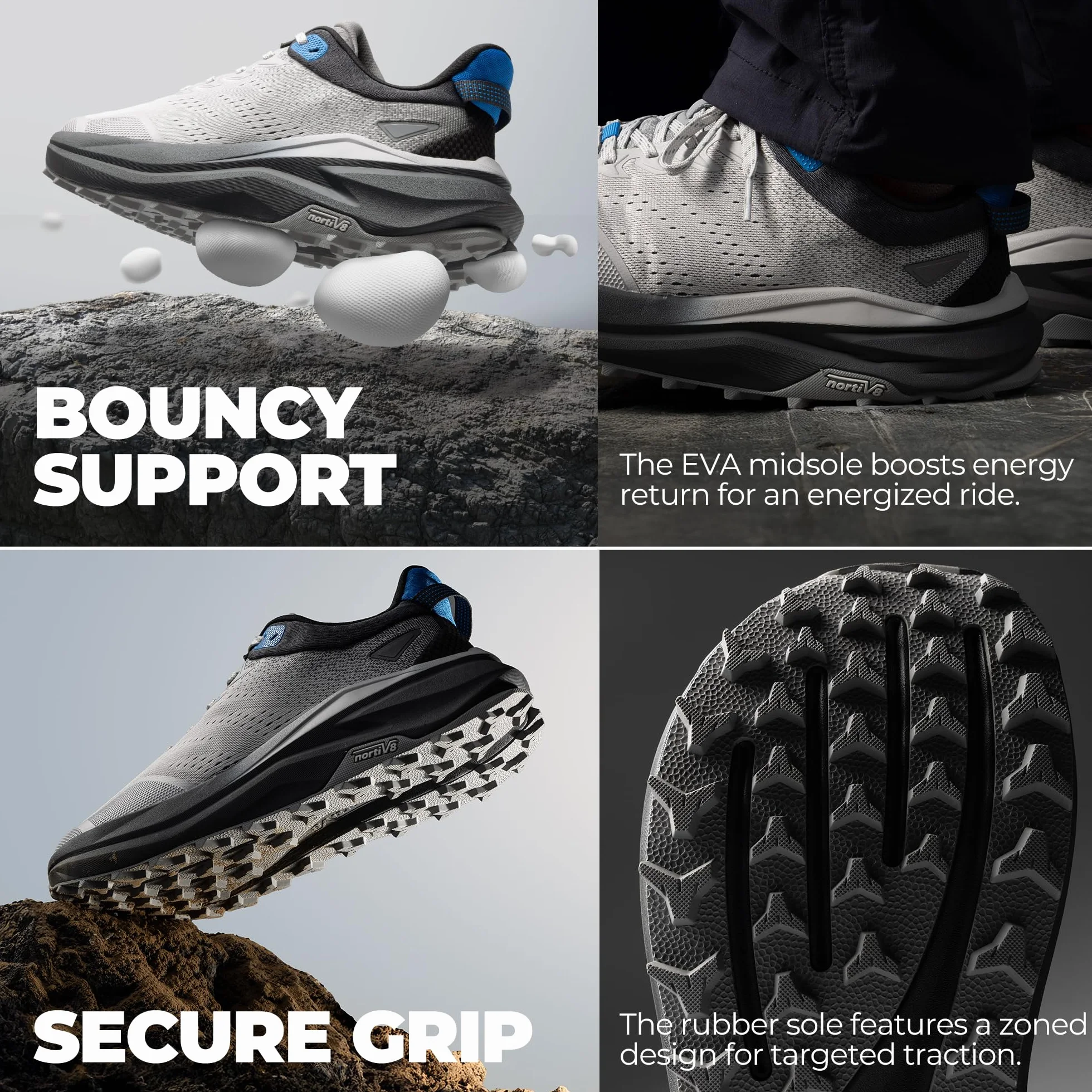 NORTIV 8 Scarpe Trail Running Punta Larga Uomo, Ammortizzate Camminata a Piedi Nudi, Tennis, Allenamento, Palestra, Cross Training, alla Moda