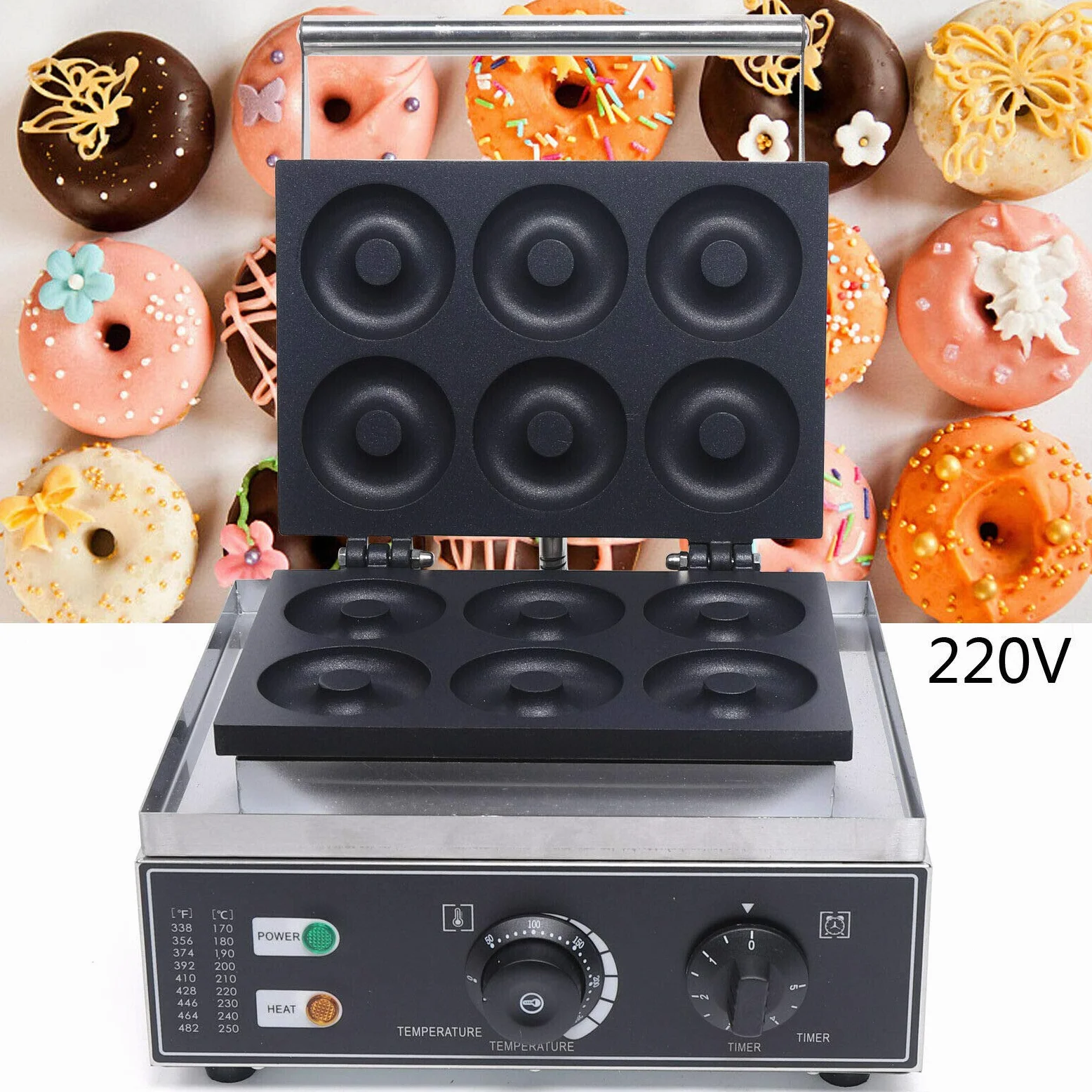 1550W Elettrico 6 pezzi Ciambella Maker Donut Maker Dessert Maker Commerciale Nuova grande macchina rotonda per ciambelle DHL
