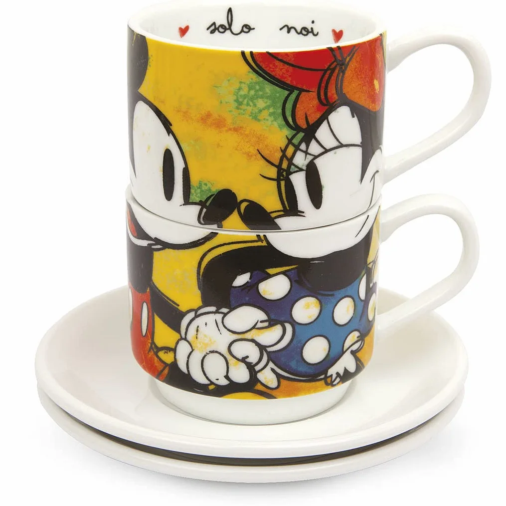Egan PWM02I/V Set Tazze Caffe, Modello Sweet Love, Porcellana, Verde, 2 unità (Confezione da 1), 80ml
