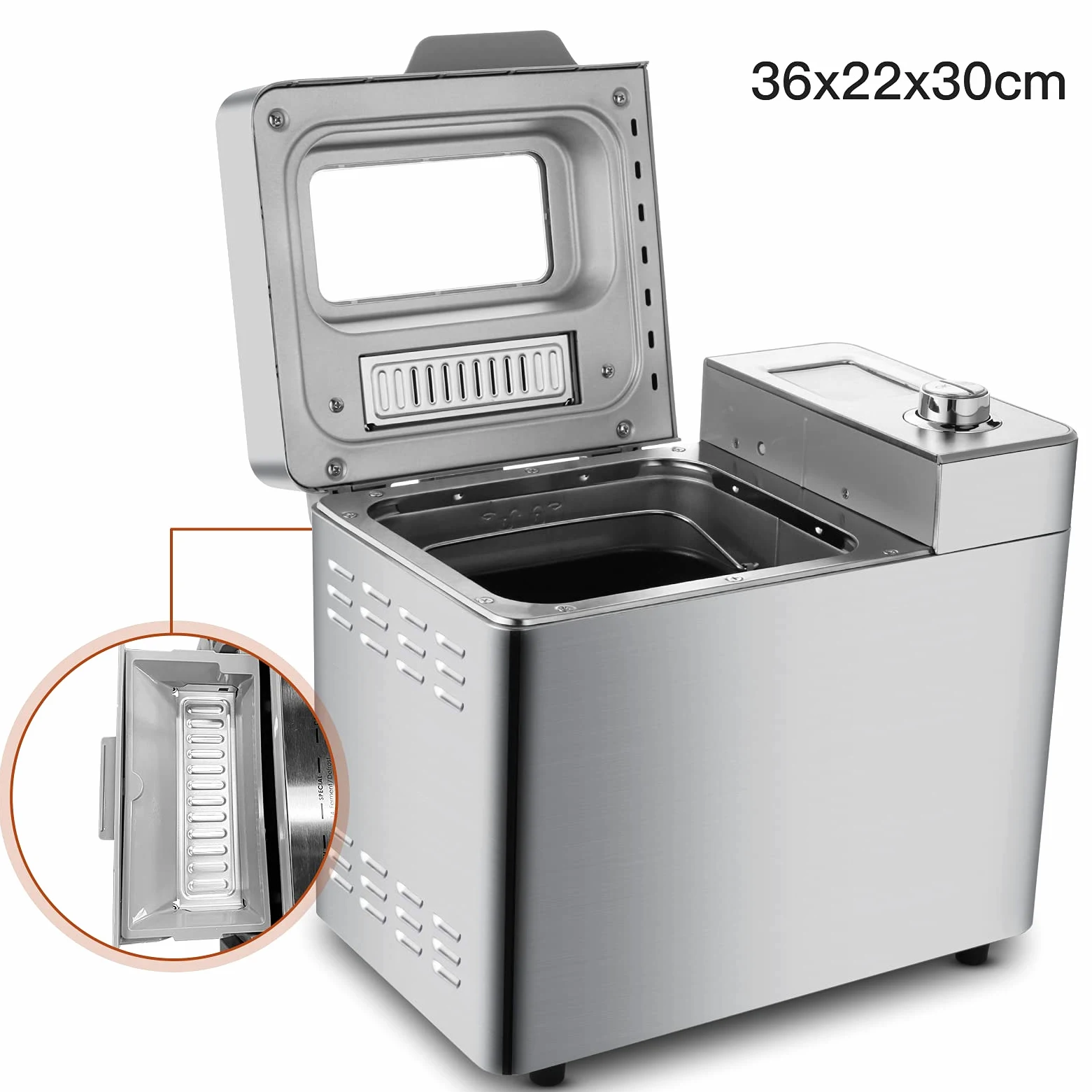 Macchina per il pane 550W con 25 programmi, Macchina per il pane in acciaio inox automatica con funzione di temporizzazione di 13 ore, Capacità è 500g-750g-900g
