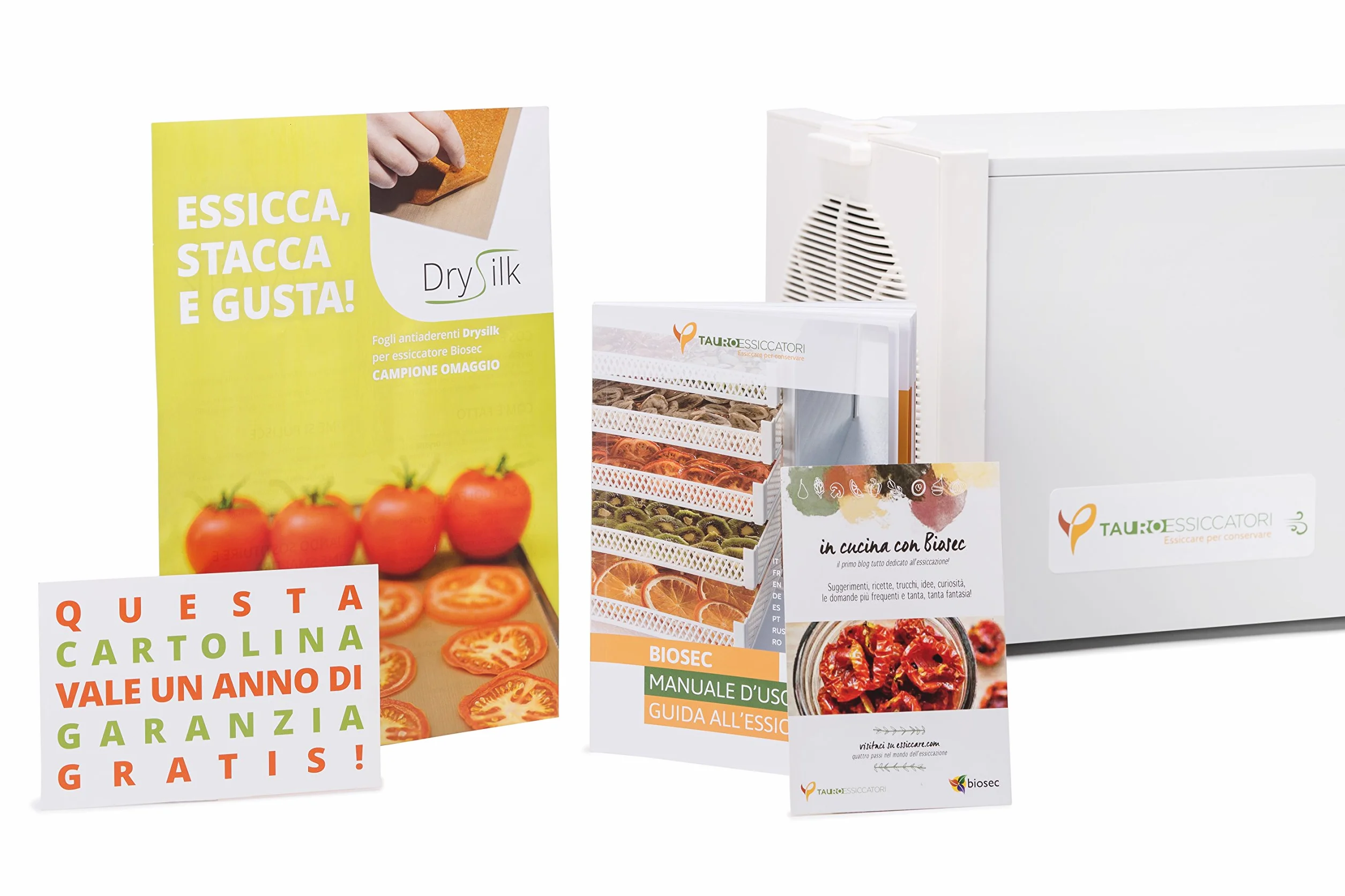 Tauro Essiccatori, Essiccatore alimentare Domus B5 a flusso orizzontale con 5 cestelli in materiale plastico, potenza 550W essicca fino a 3 Kg. Prodotto 100% Made in Italy