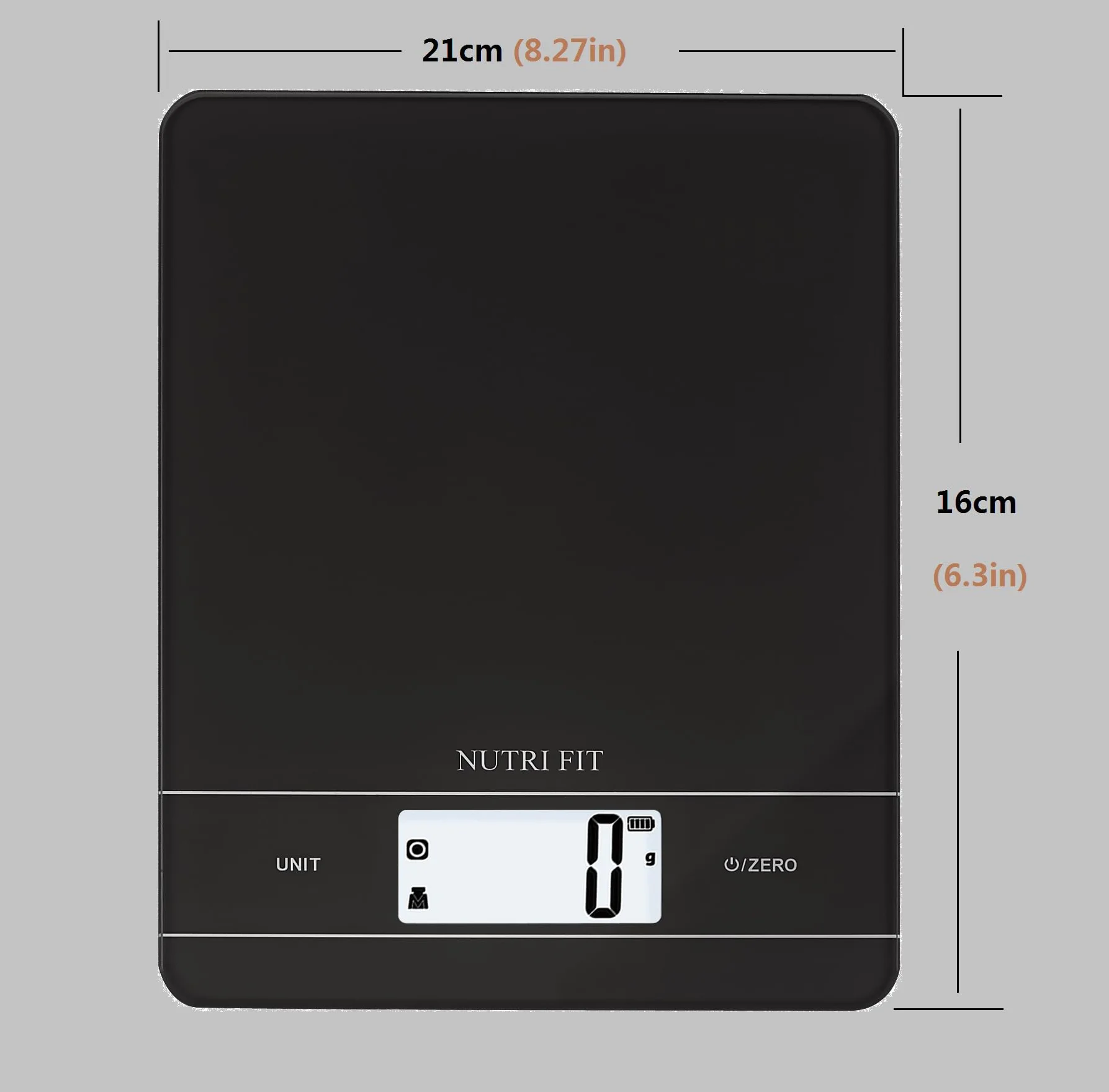 NUTRI FIT Bilancia da cucina digitale ricaricabile, bilancia elettronica per alimenti con ricarica USB-tipo C per cucinare e cuocere al forno, LCD retroilluminato, 11 libbre/5 kg (Nero)