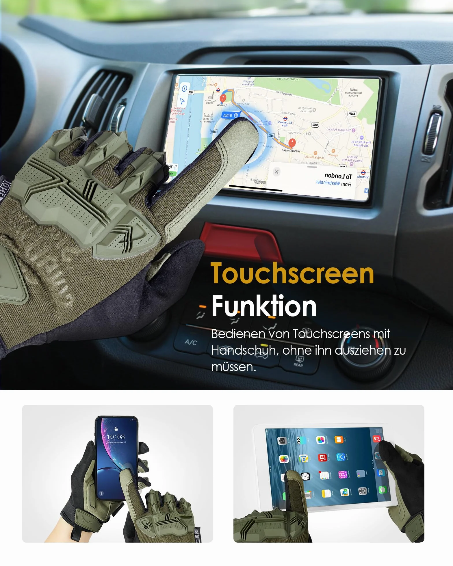 OneTigris Guanti tattici militari touch screen guanti da moto all'aperto guanti da motocross, guanti da arrampicata per softair, paintball, trekking, caccia, ciclismo