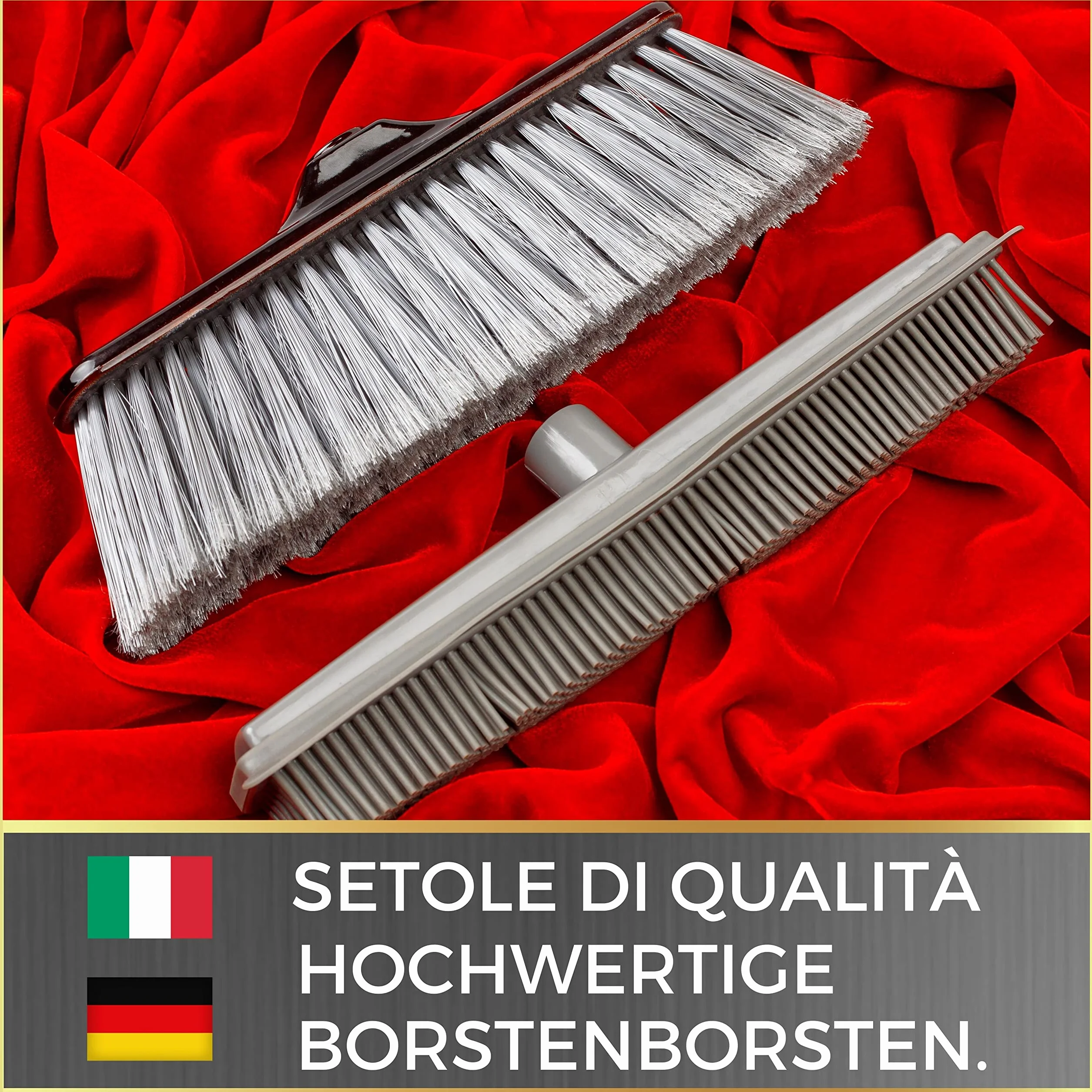 Kit Scopa in Silicone per Pavimenti con 2 Manici e 2 Appendi Scope
