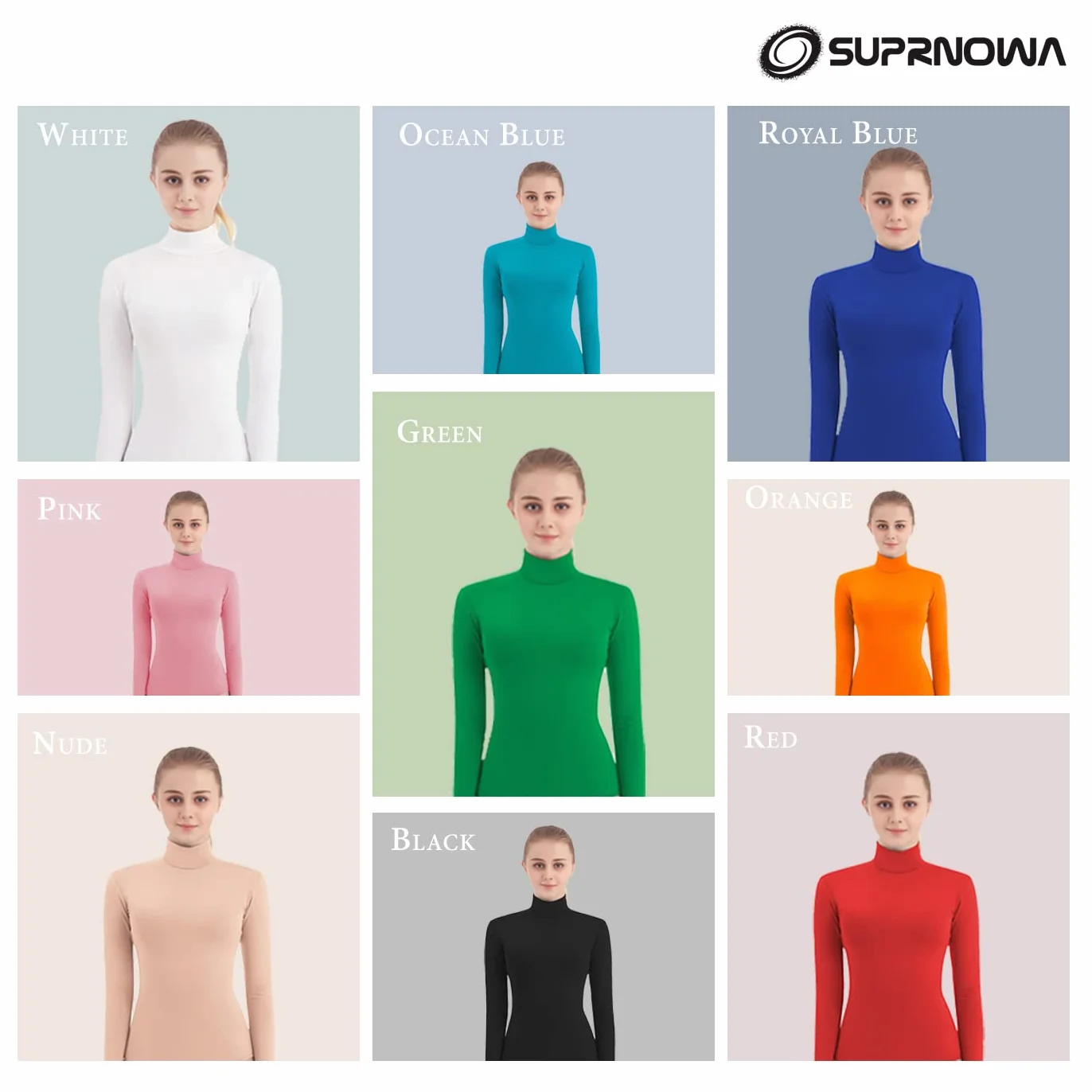 SUPRNOWA Full Body Unitard Turtleneck Spandex Footed Footless Long Sleeve Unisex