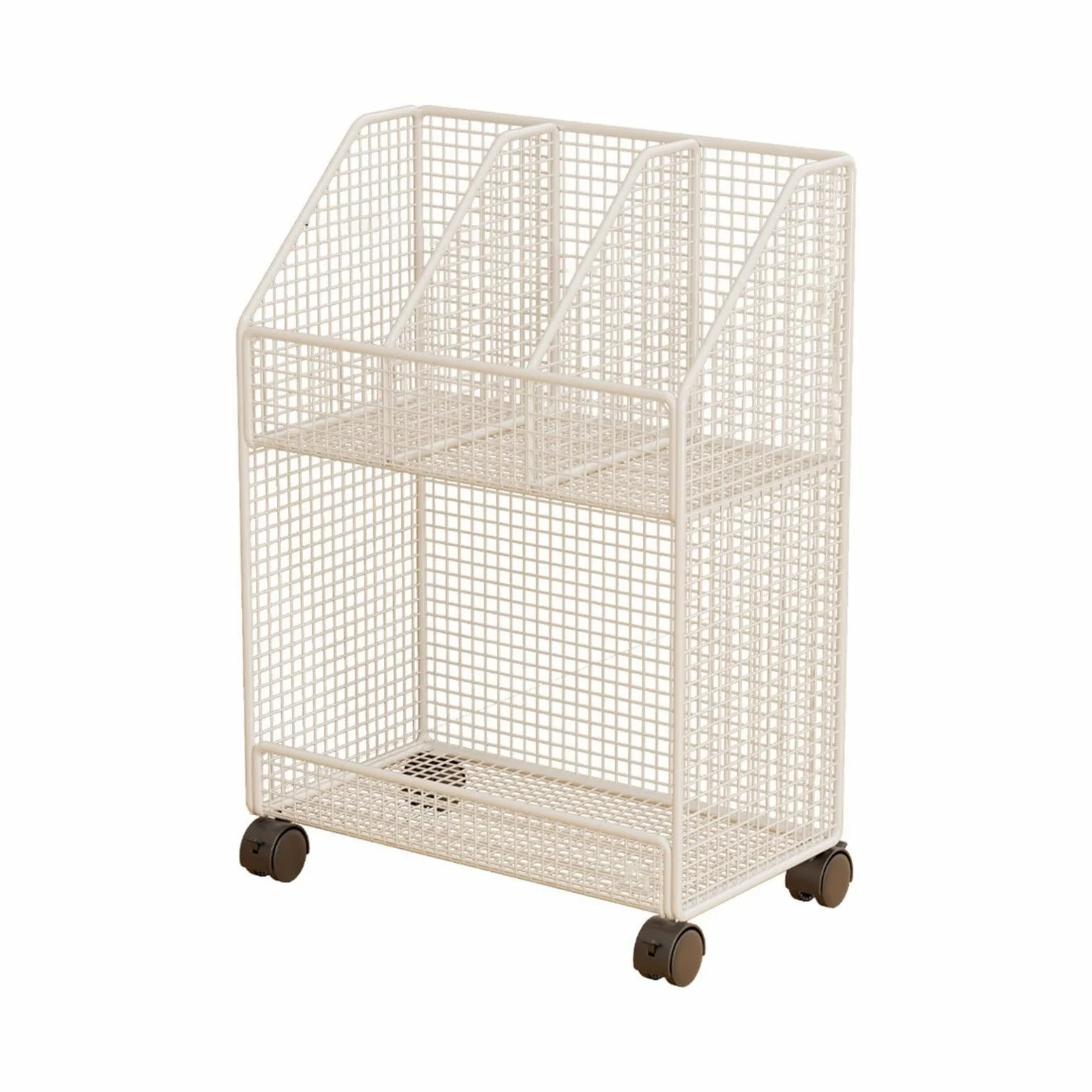 Carrello porta libri con ruote, sotto la scrivania, organizer per file, libreria mobile versatile per cucina, ufficio, lavanderia, camera da letto, 2 Strato Bianco