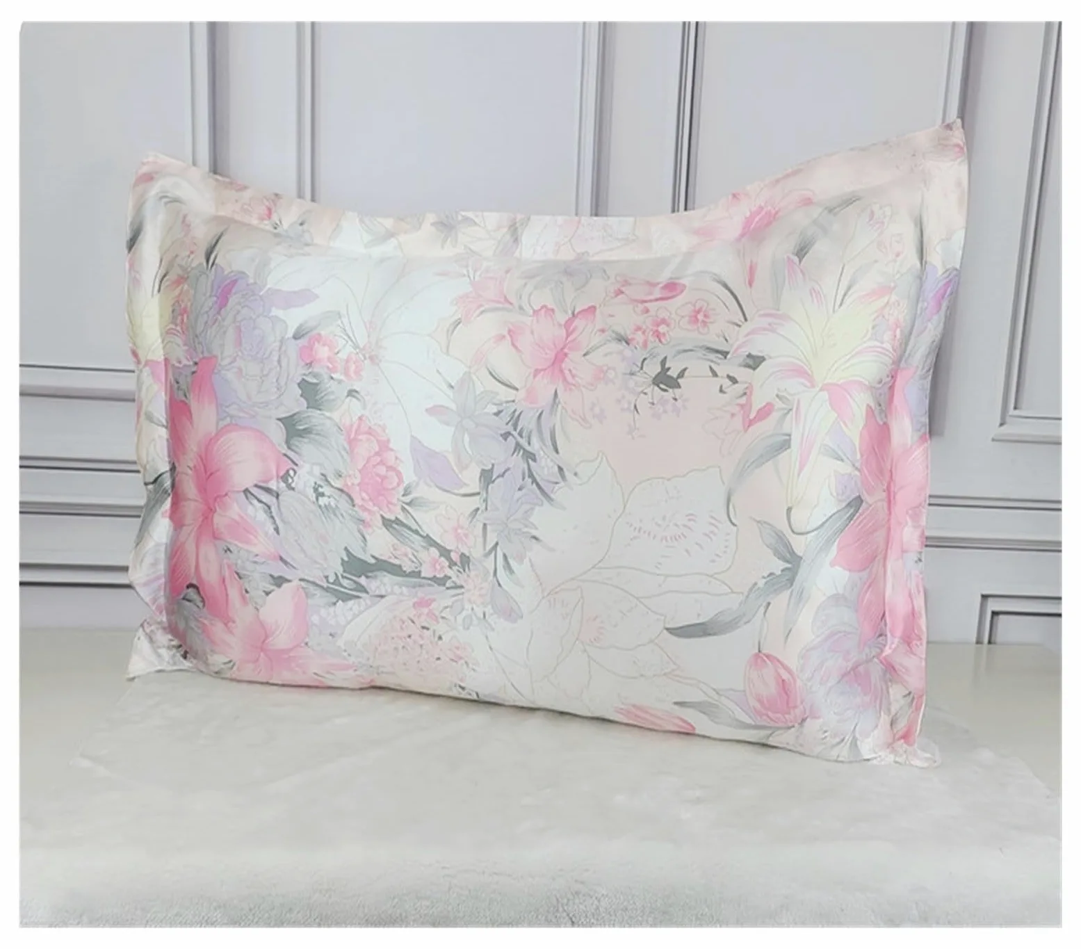Federa in seta da 19 mm, federa in raso stampata con chiusura a busta, per letto standard, queen e king size, lussuosa per capelli e pelle (9,48 x 74 cm)