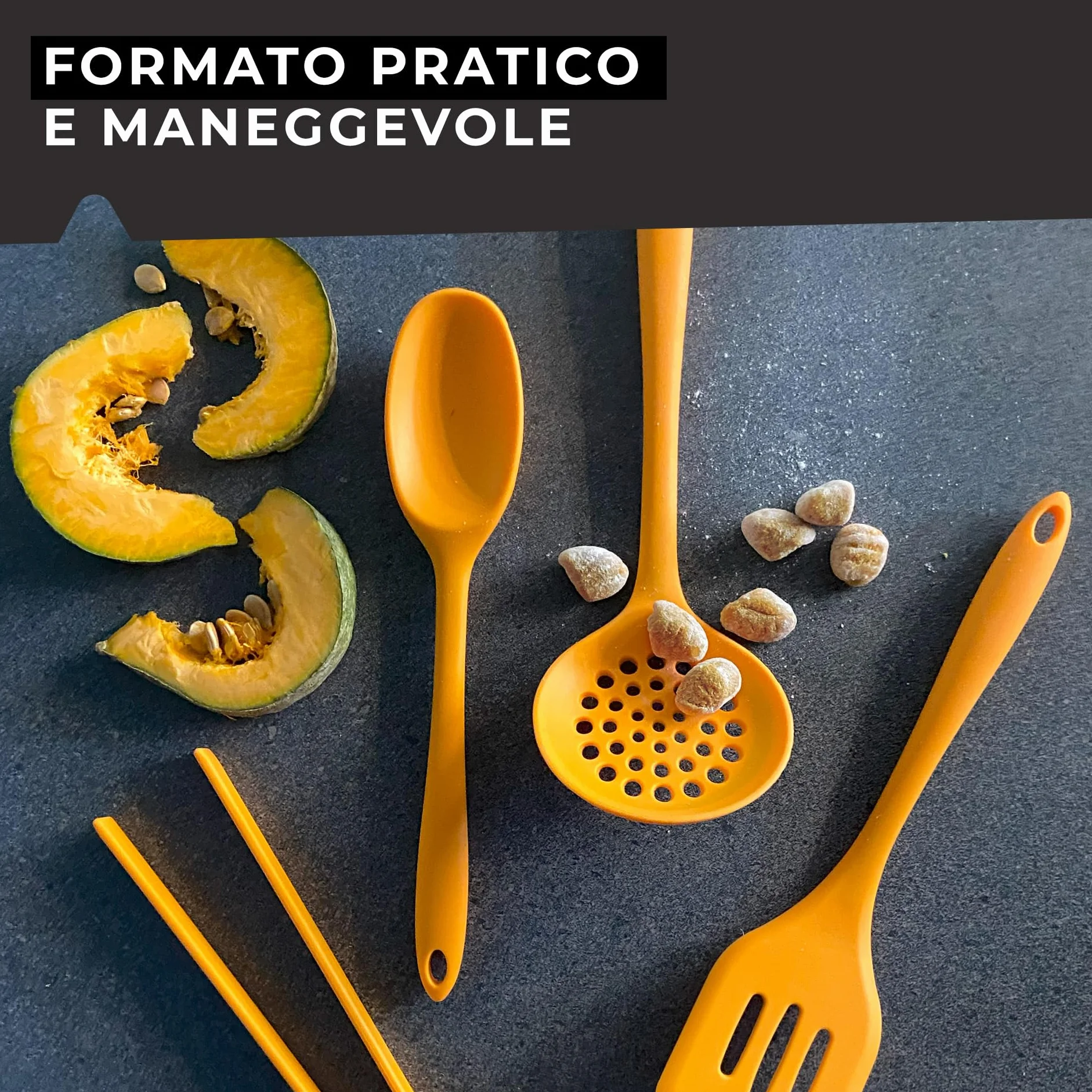 Fackelmann Set 2 Utensili da Cucina Pinza e Paletta Rigata Silicone Anima Acciaio Antiaderenti Resistenti al Calore Lavabili Lavastoviglie