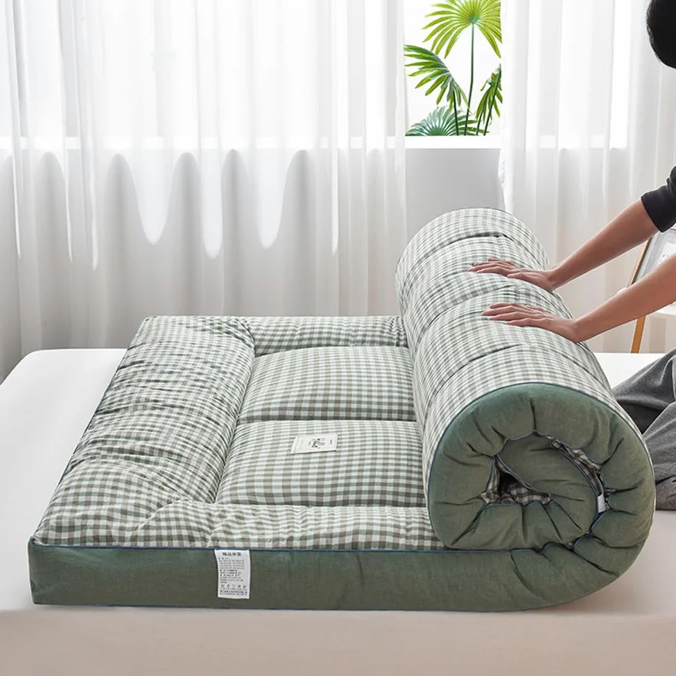 Materasso futon giapponese, materasso da pavimento, materasso pieghevole, materasso tatami, materasso da campeggio portatile, facile da riporre, tessuto traspirante per materasso da divano (Verde, 200