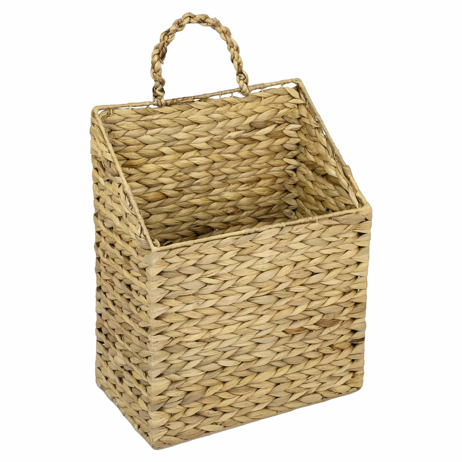 HMF Cestino sospeso intrecciato in giacinto d'acqua 30 x 17,5 x 38 cm