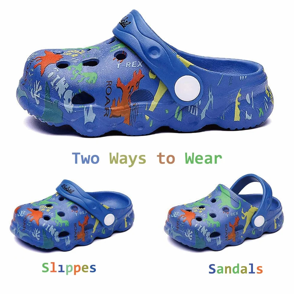 Zoccoli e Sabot Bambini Ciabatte Estive Sandali da Spiaggia Dinosauro Pantofole da Giardino per Ragazzi Ragazze Antiscivolo Scarpe da Piscina