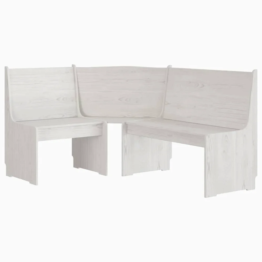 vidaXL Panca Angolare 151 cm in Pino Massello Bianco