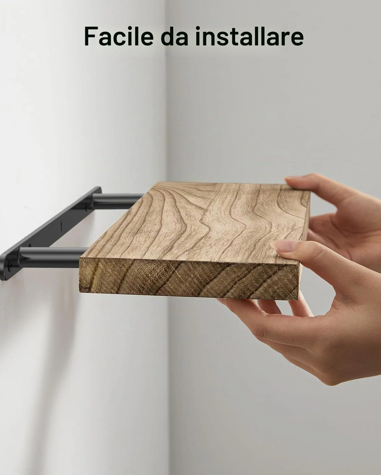 Pipishell Mensola da Muro 40 cm, Mensole in Legno di Paulownia Set da 4, Marrone Chiaro