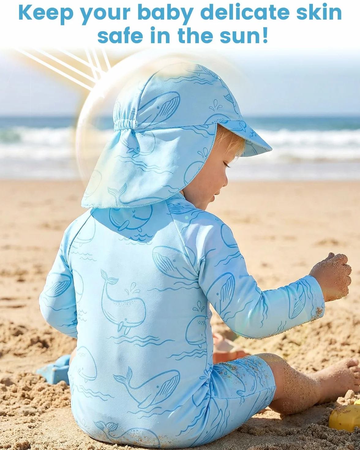 Costume da bagno intero con chiusura a strappo protezione UV bambini 3 mesi-3 anni
