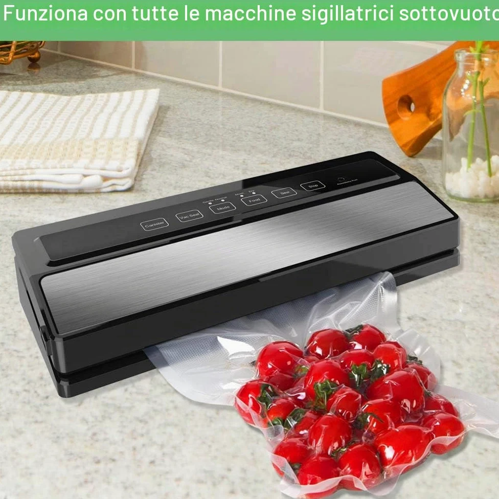 O2frepak 6 Rotoli (3)20X600cm e (3)28X600cm Buste Rotoli Sottovuoto Alimenti,Sacchetti Sottovuoto per Alimenti,Sacchi Sottovuoto Alimenti senza BPA (totale:3600cm)
