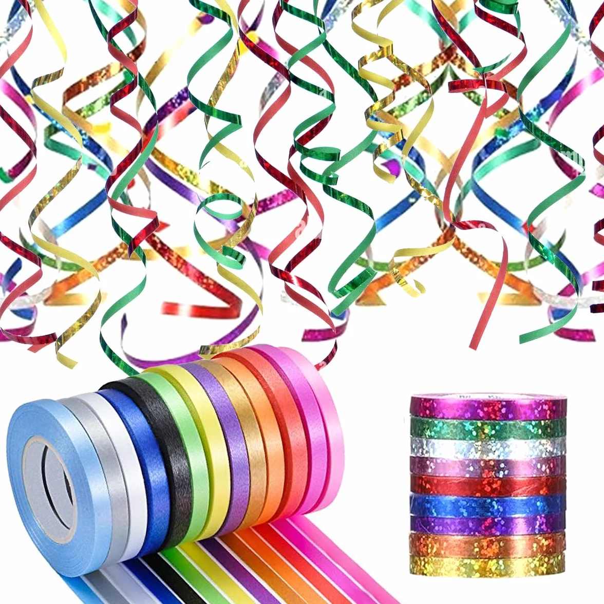 Nastro Regalo Decorativo in Polietilene Glitterato 10m x 5mm 48 pz.