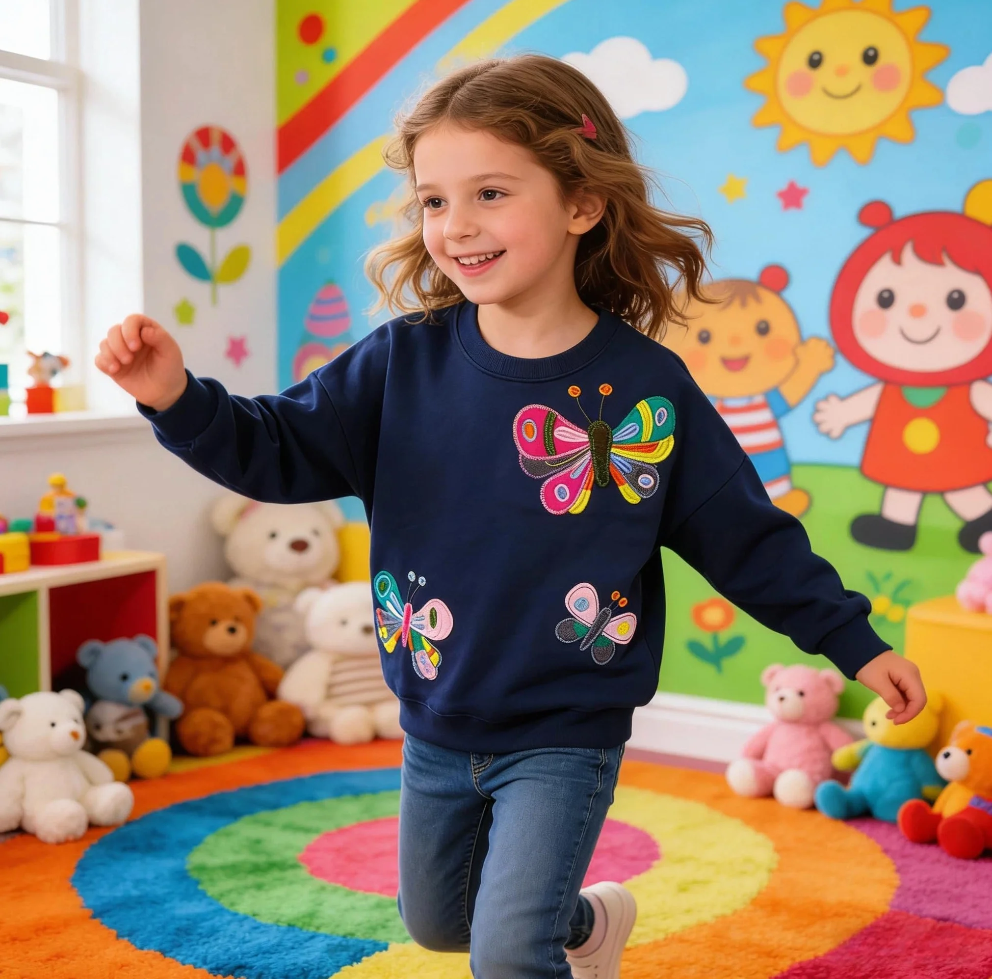 Felpa Bambina Cotone Maniche Lunghe Pullover Ragazza 2-10 Anni