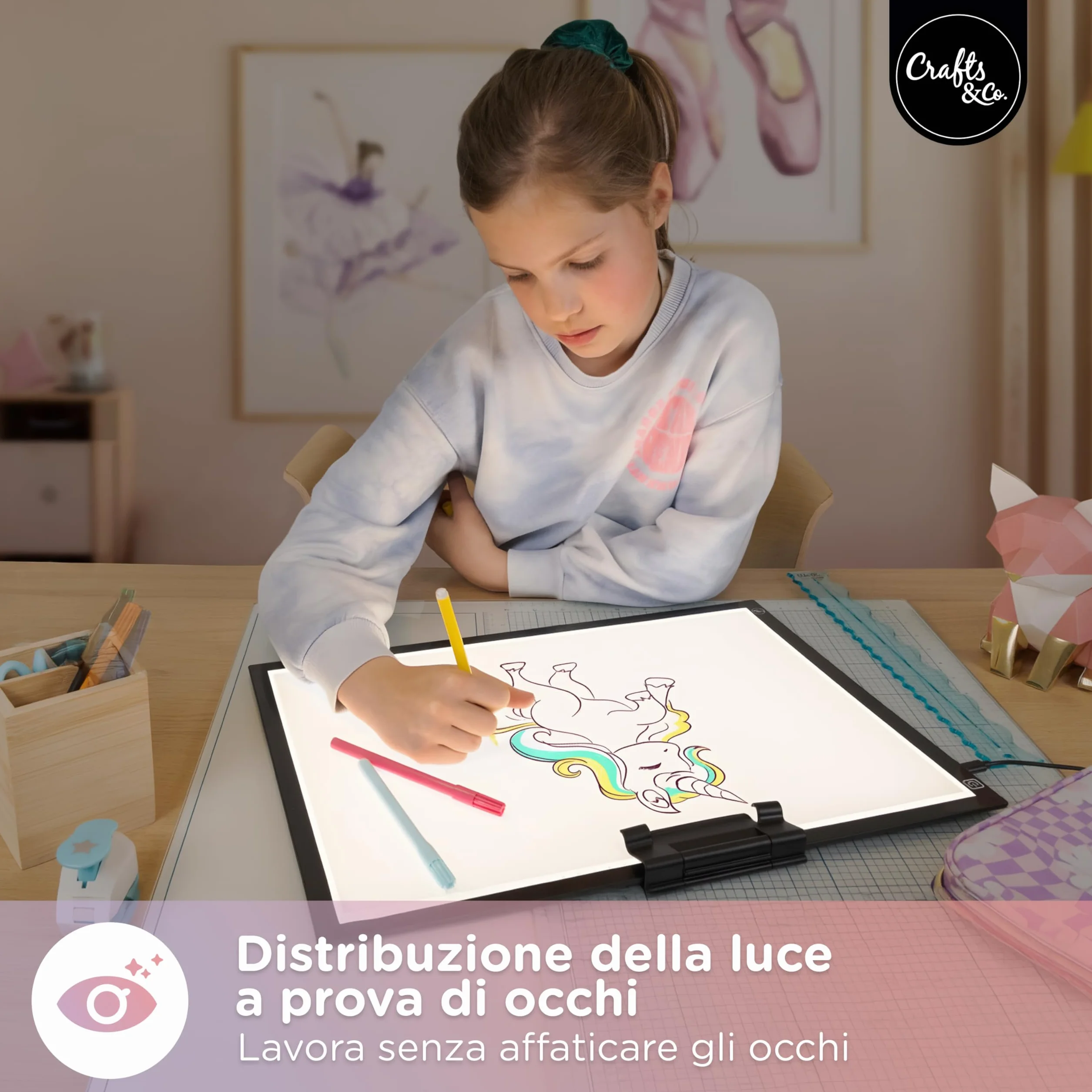 Crafts&Co Tavola Luminosa Lightbox Dimmerabile Pannello LED USB Lightpad 470x345 mm