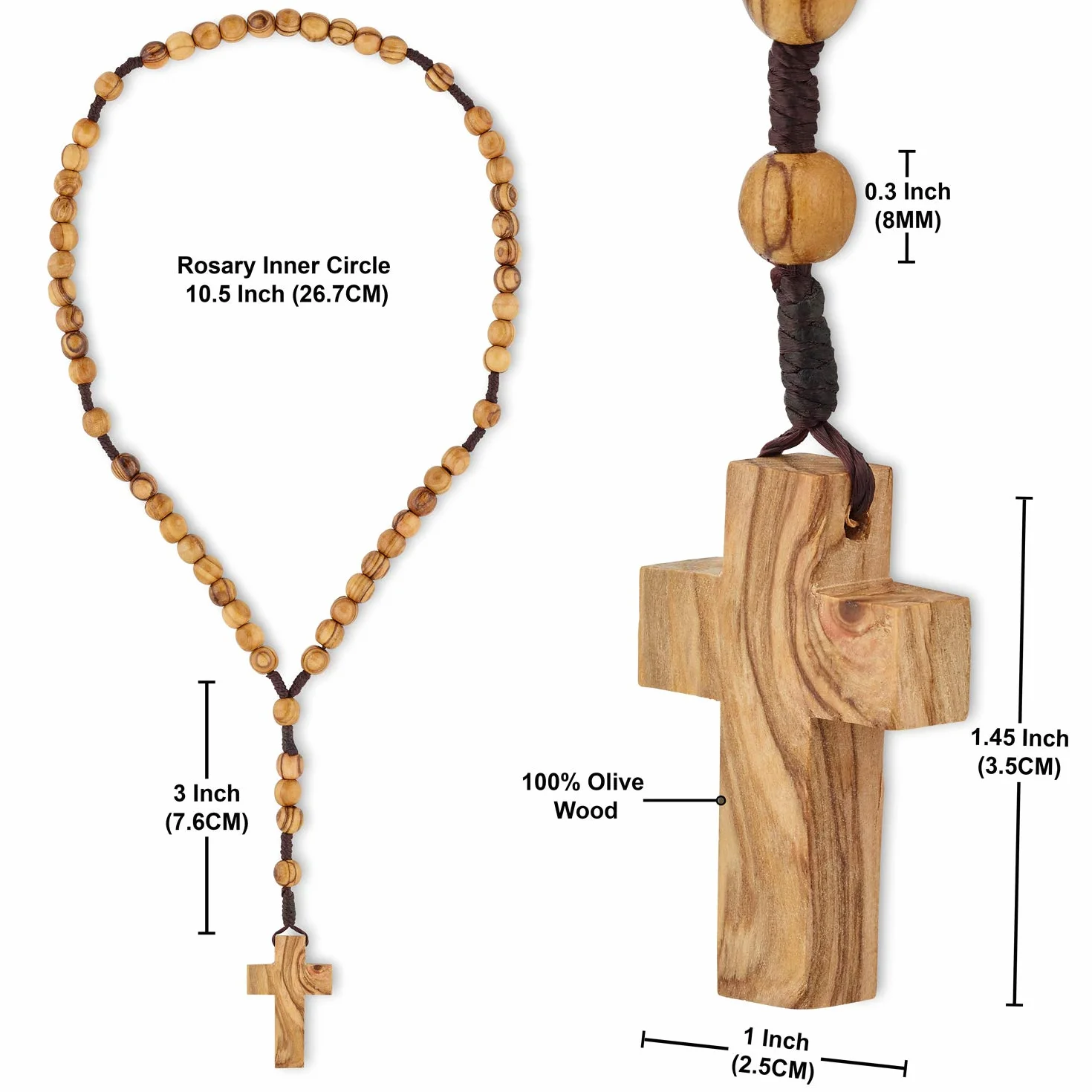 L'autentico rosario da Betlemme con perline in legno di ulivo con sacchetto in cotone