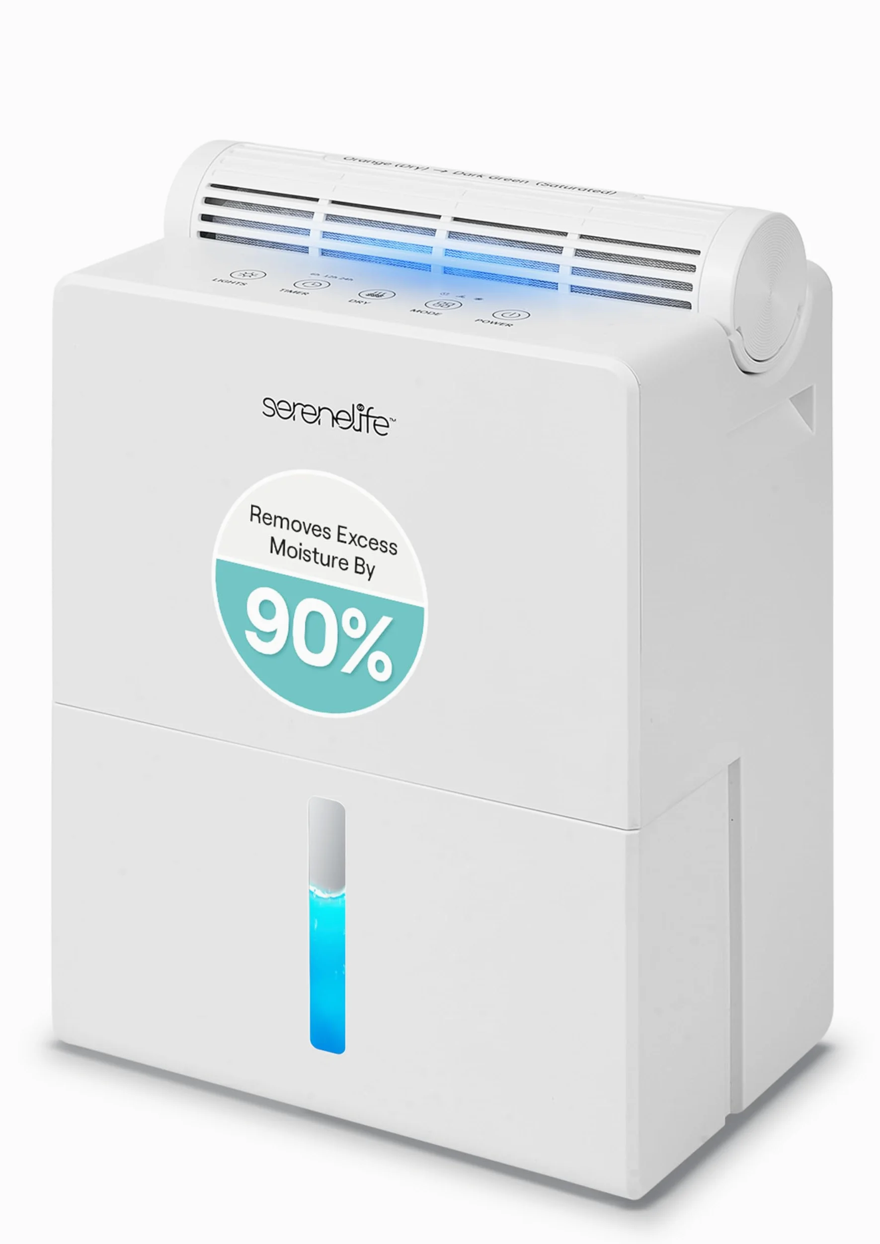 SereneLife Deumidificatore 2-in-1 Bianco 23 x 15 x 33 cm, Filtro Integrato, Serbatoio 2,7 L, Cilindro Removibile e Base Asciugatura, Timer, Modalità Sonno, Casa, Ufficio, Camera, Bagno, SLARP800WT