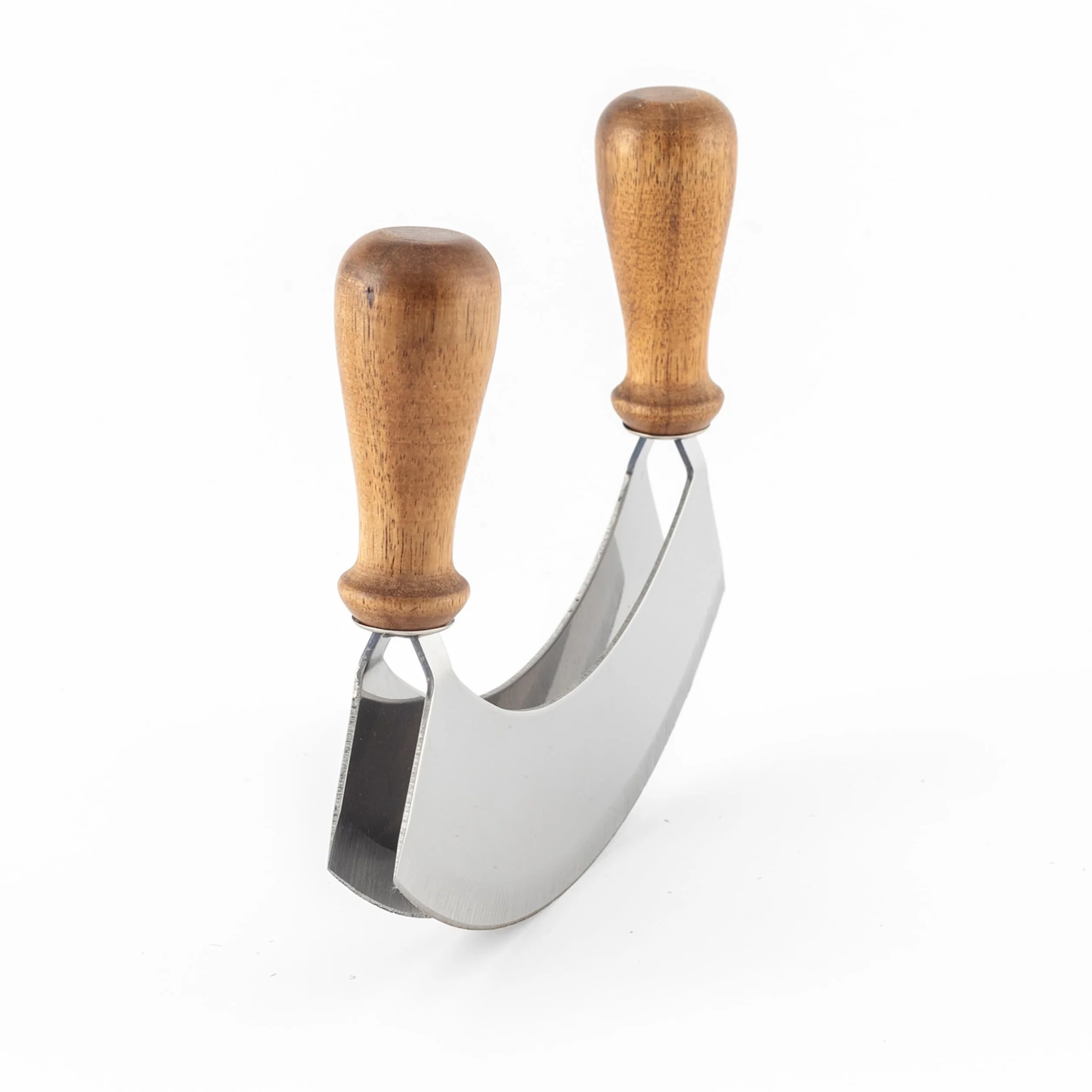 Hanseküche Coltello per erbe aromatiche, tritatutto, doppio gambo, 17,5 cm, acciaio speciale, lama da cucina per tritare finemente e tagliare le erbe (tritatutto)