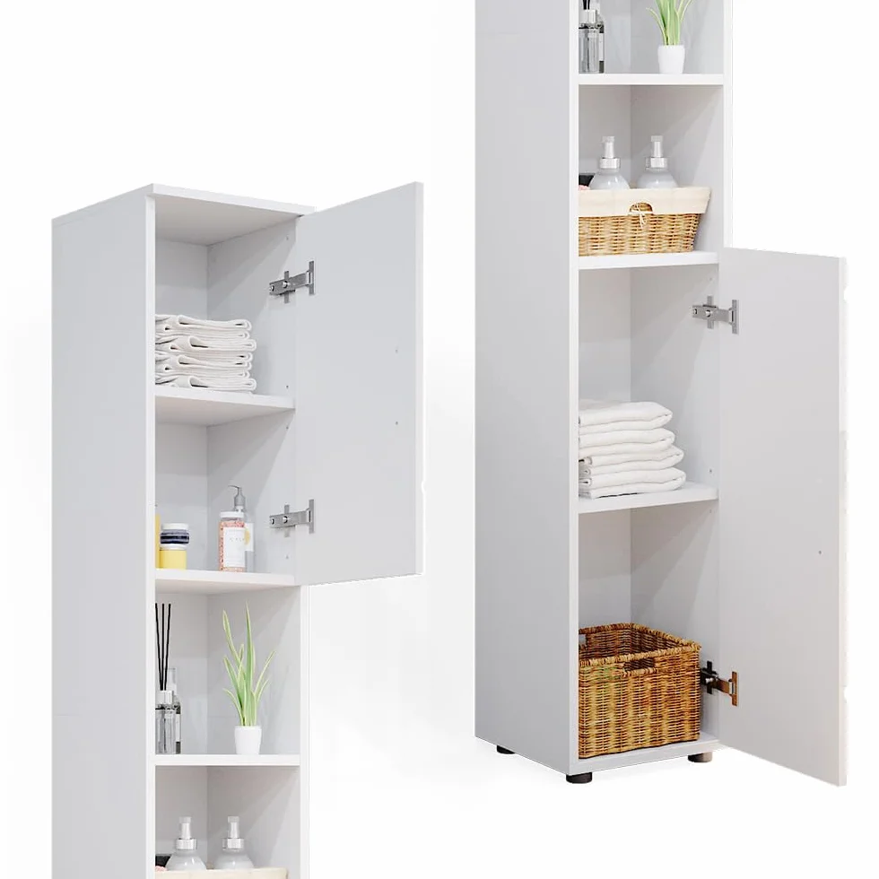 Vicco Mobile bagno alto Irma, Bianco lucido, 30 x 192 cm, per la conservazione di accessori da bagno e compatibile con la serie Irma