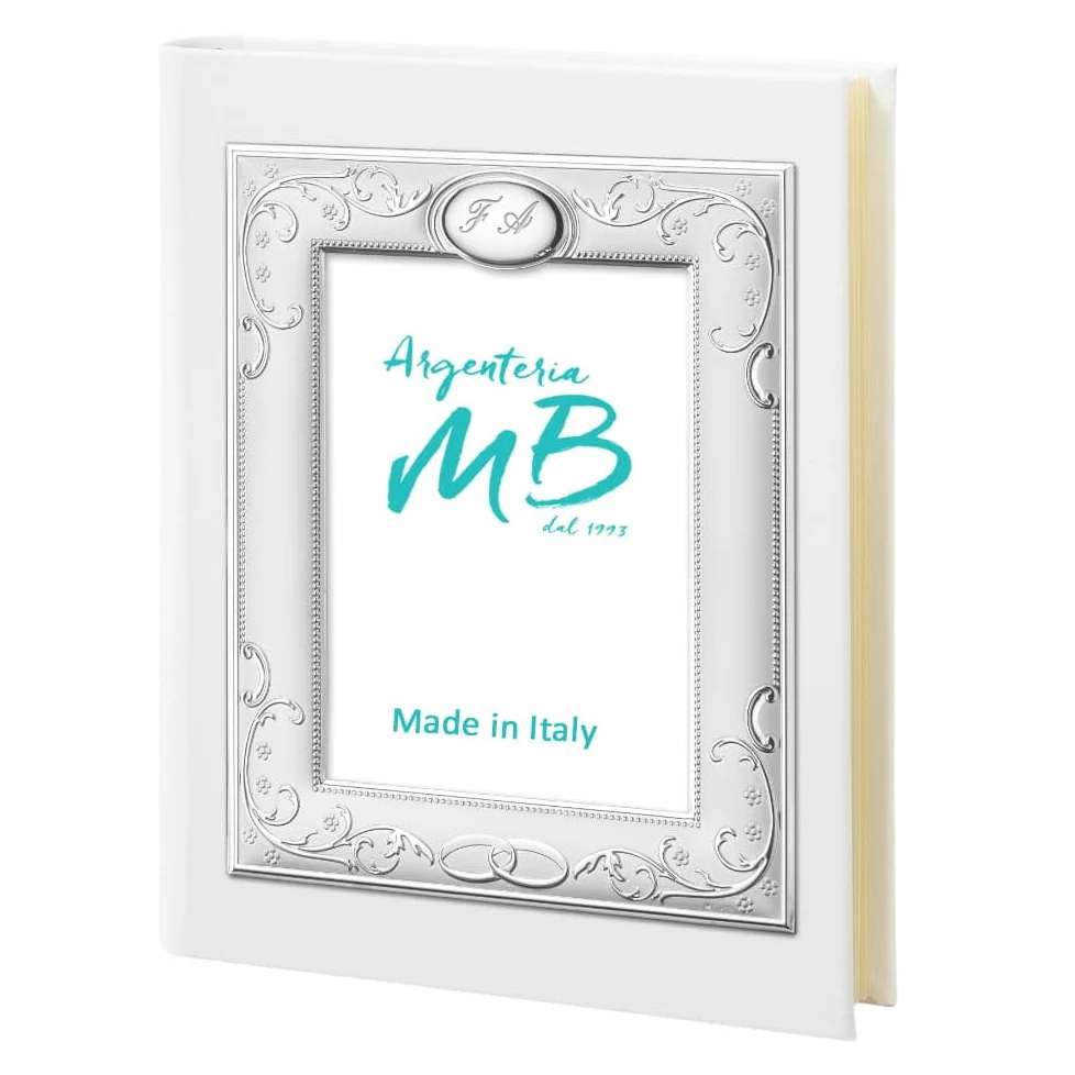 Album Fotografico per il Matrimonio o l'Anniversario di Nozze con Cornice Personalizzabile con Incisione dei Nomi o delle Iniziali dei Festeggiati