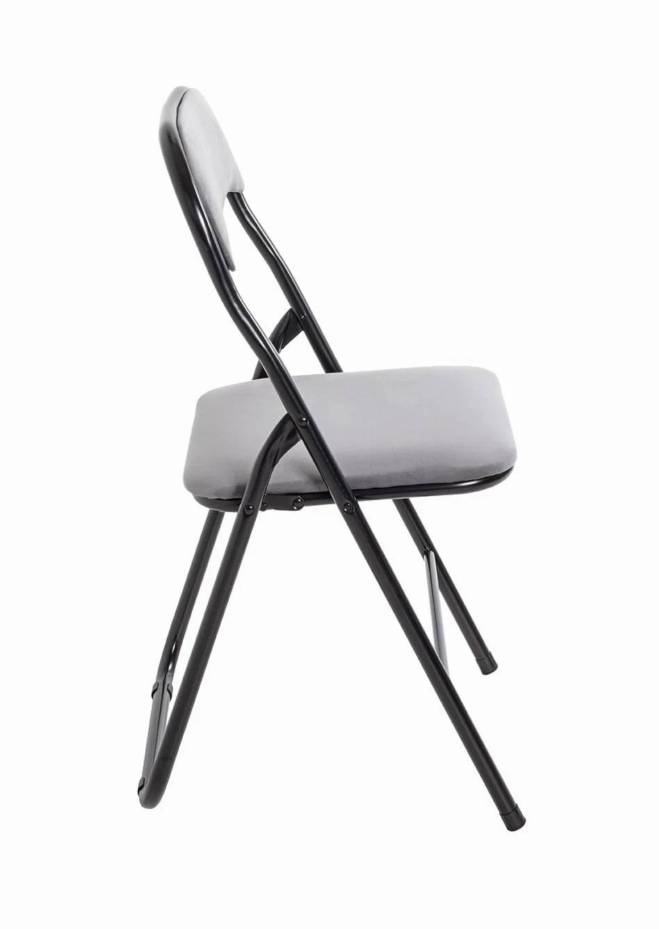 HAKU Set di 6 sedie pieghevoli grigio, nero, Metallo, tessuto di velluto - Dim. L 45,00 cm x A 81,00 cm x P 45,00 cm, Stile Moderno