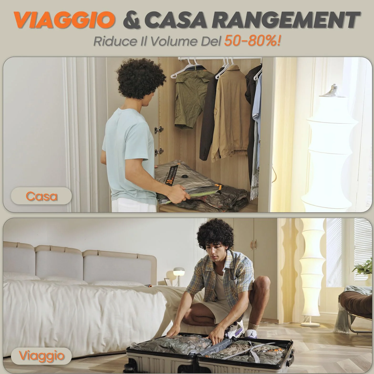 Sacchetti Sottovuoto Vestiti Con Pompa Senza Fili, 10 Pezzi (4x40x54cm, 4x47x64cm, 2x54x74cm) Salvaspazio